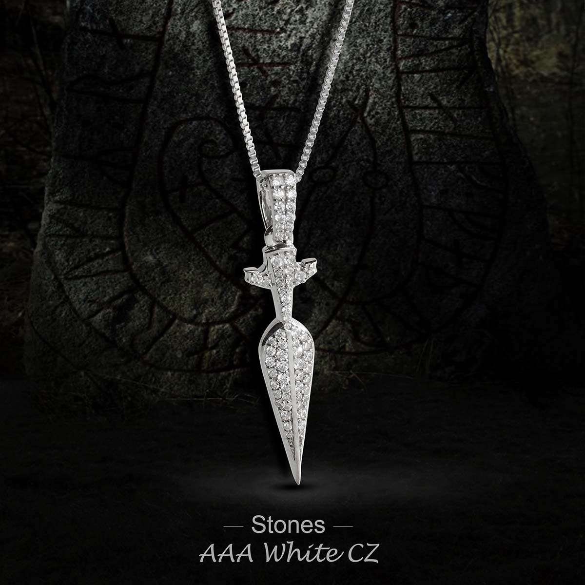 Gungnir Pendant Necklace Viking Spear Head Sterling Silver Hip Hop Jewelry