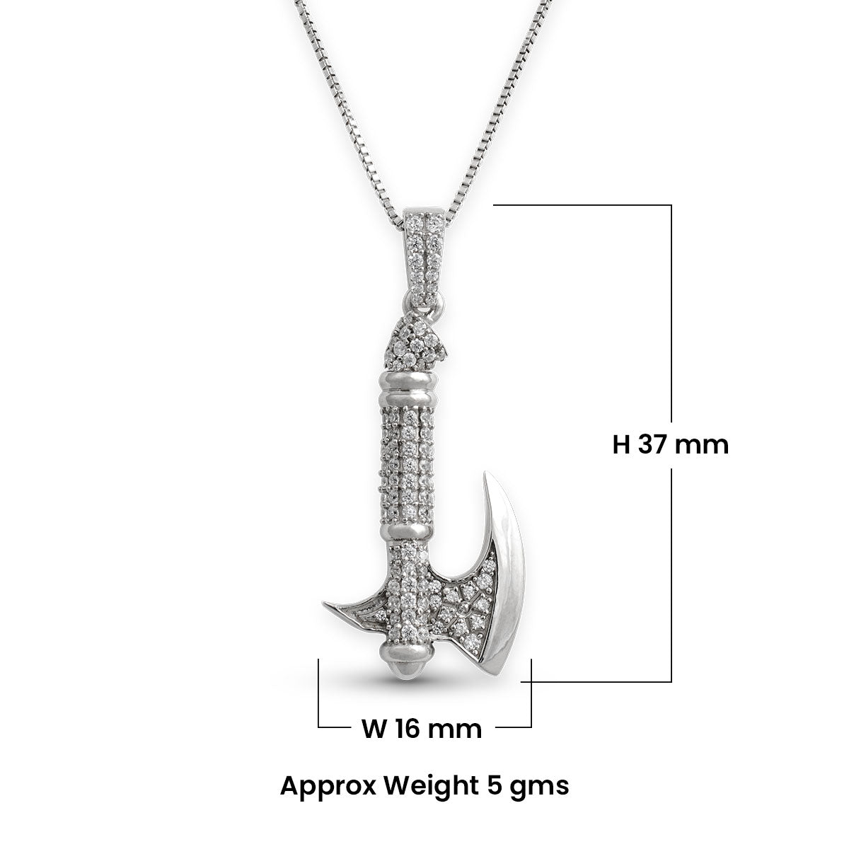 Viking Axe Pendant Necklace Icy Norse Iced Out Hip Hop Jewelry Sterling Silver