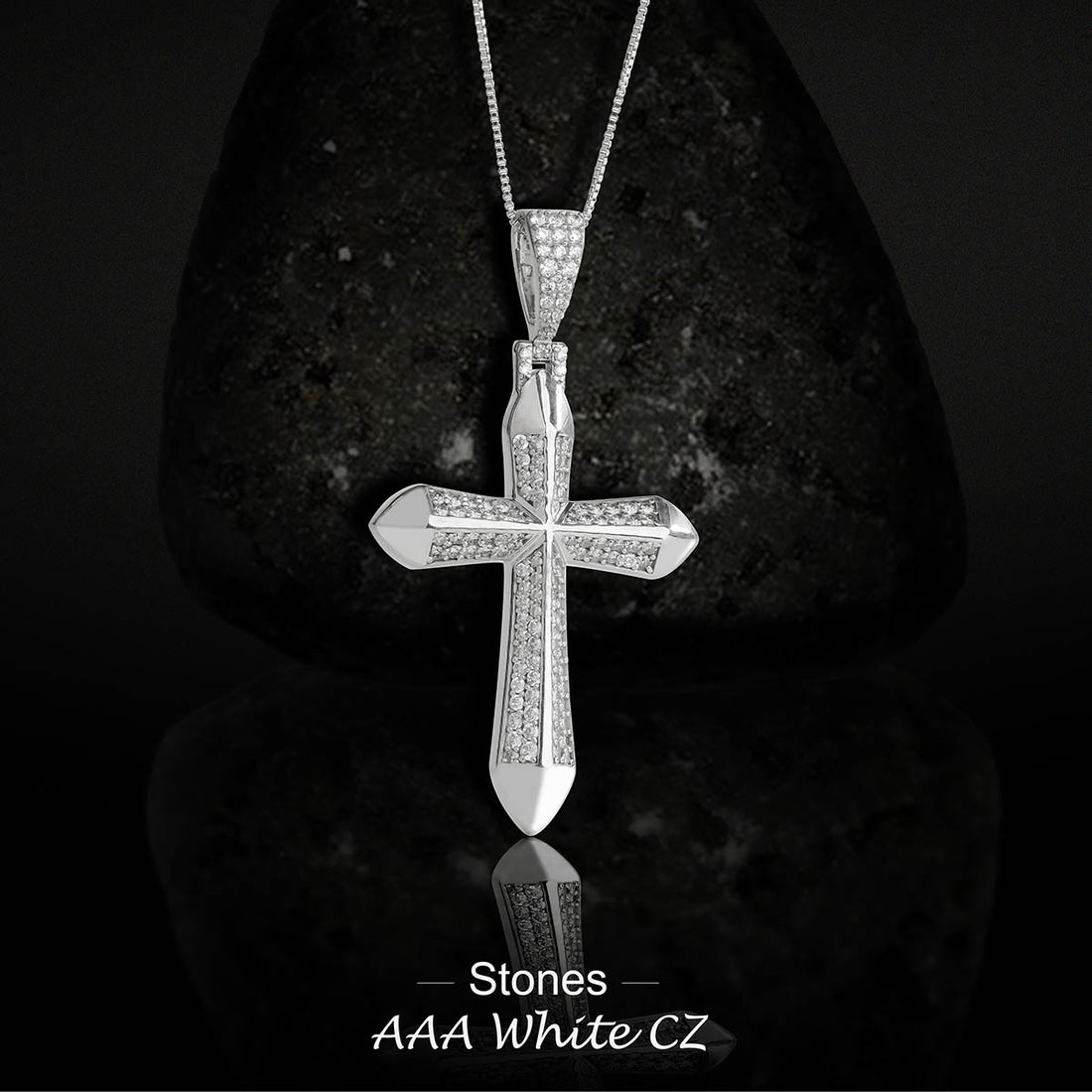 Iced Out Cross Pendant Holy Cross Necklace Sterling Silver Hip Hop Jewelry