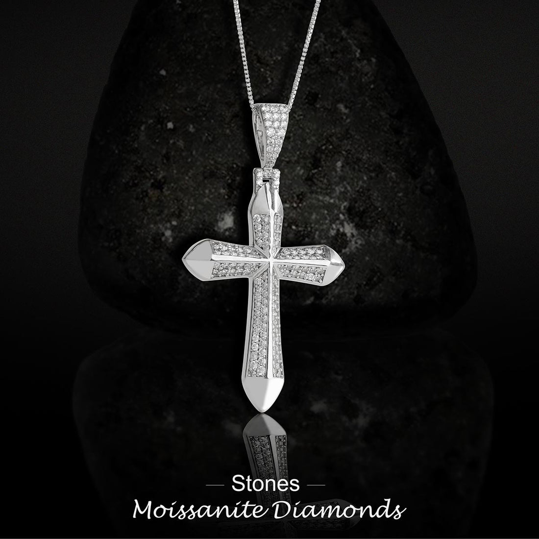 Iced Out Cross Necklace Holy Cross Moissanite Pendant Sterling Silver Hip Hop Jewelry