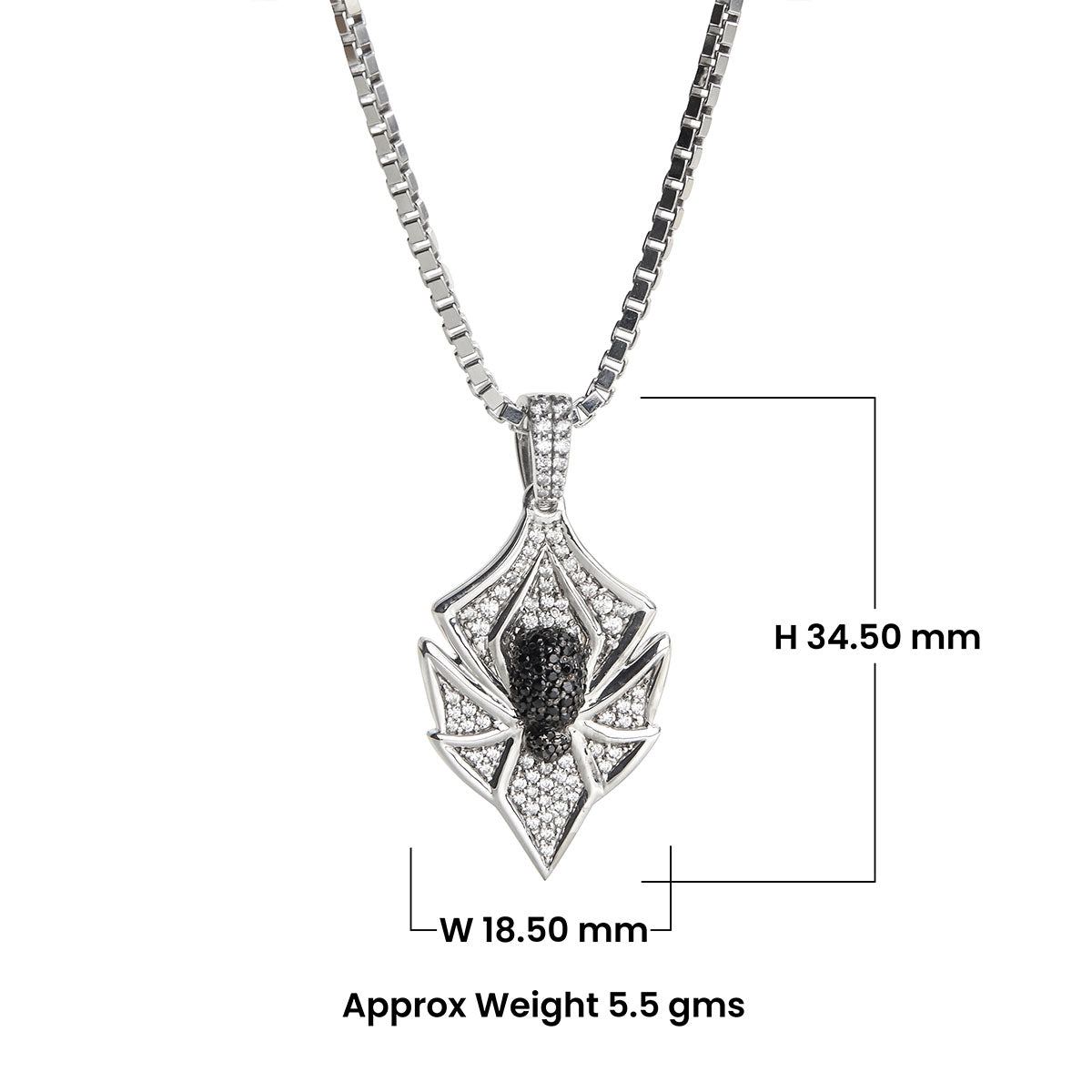 Spider Pendant Necklace Two Tone Sterling Silver Gothic Jewelry Iced Out Hip Hop