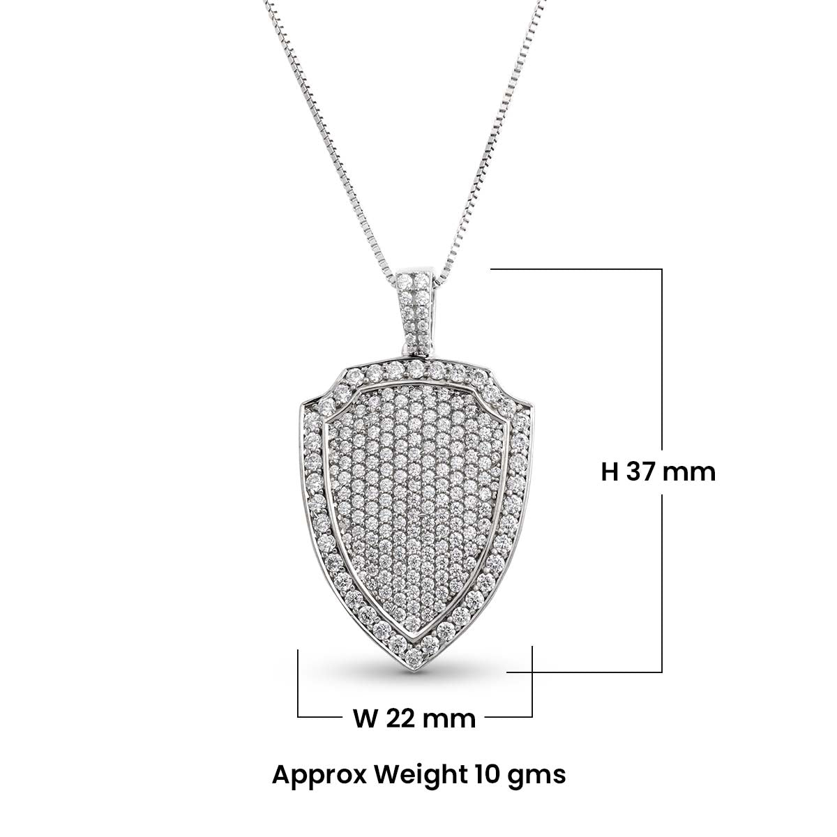 Iced Out Warrior Shield Pendant Necklace Sterling Silver Hip Hop Jewelry