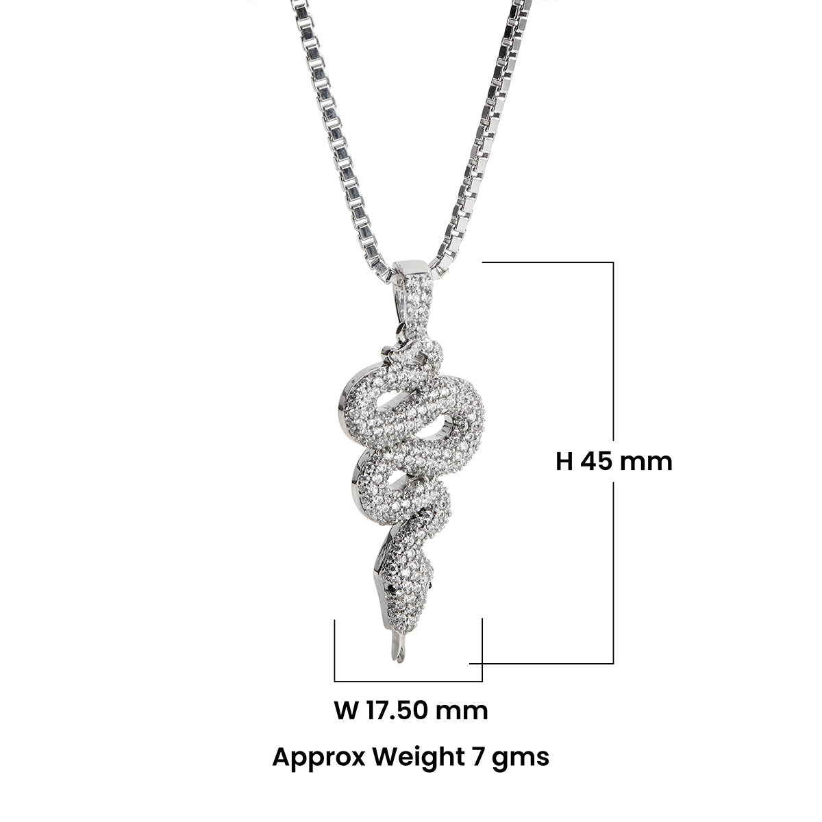 Iced Out Snake Pendant Necklace Diamond Serpent Sterling Silver Gothic Hip Hop Style