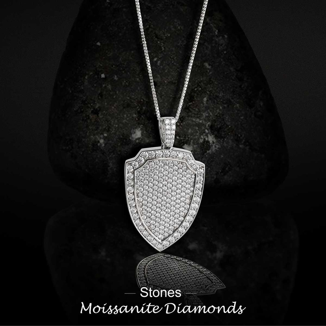 Icedout Warrior Shield Necklace Pendant Moissanite Diamond Silver Hip Hop Jewelry