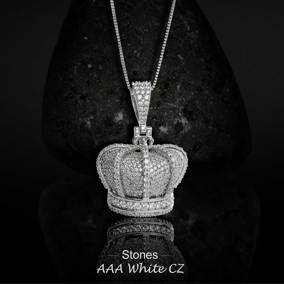 Iced Out Crown Pendant King Queen Crown Necklace Hip Hop Jewelry