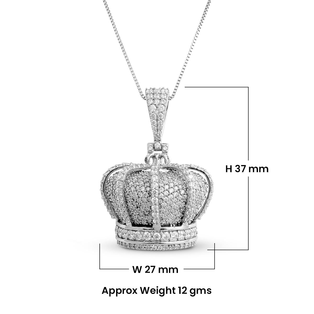 Iced Out Crown Pendant King Queen Crown Necklace Hip Hop Jewelry CZ Diamond