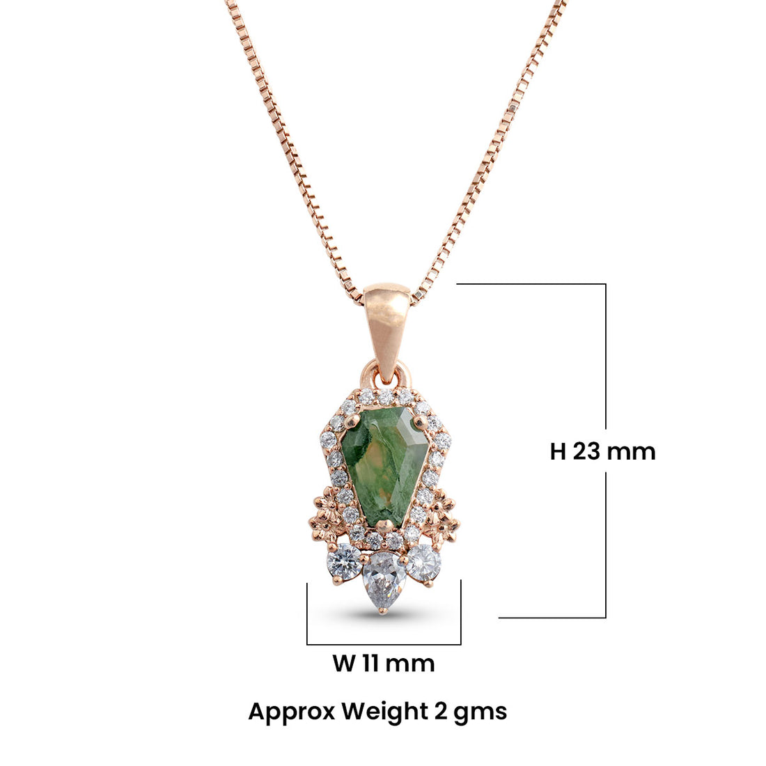 Coffin Moss Agate Pendant Necklace Natural Moss Agate Pendant Green Gemstone