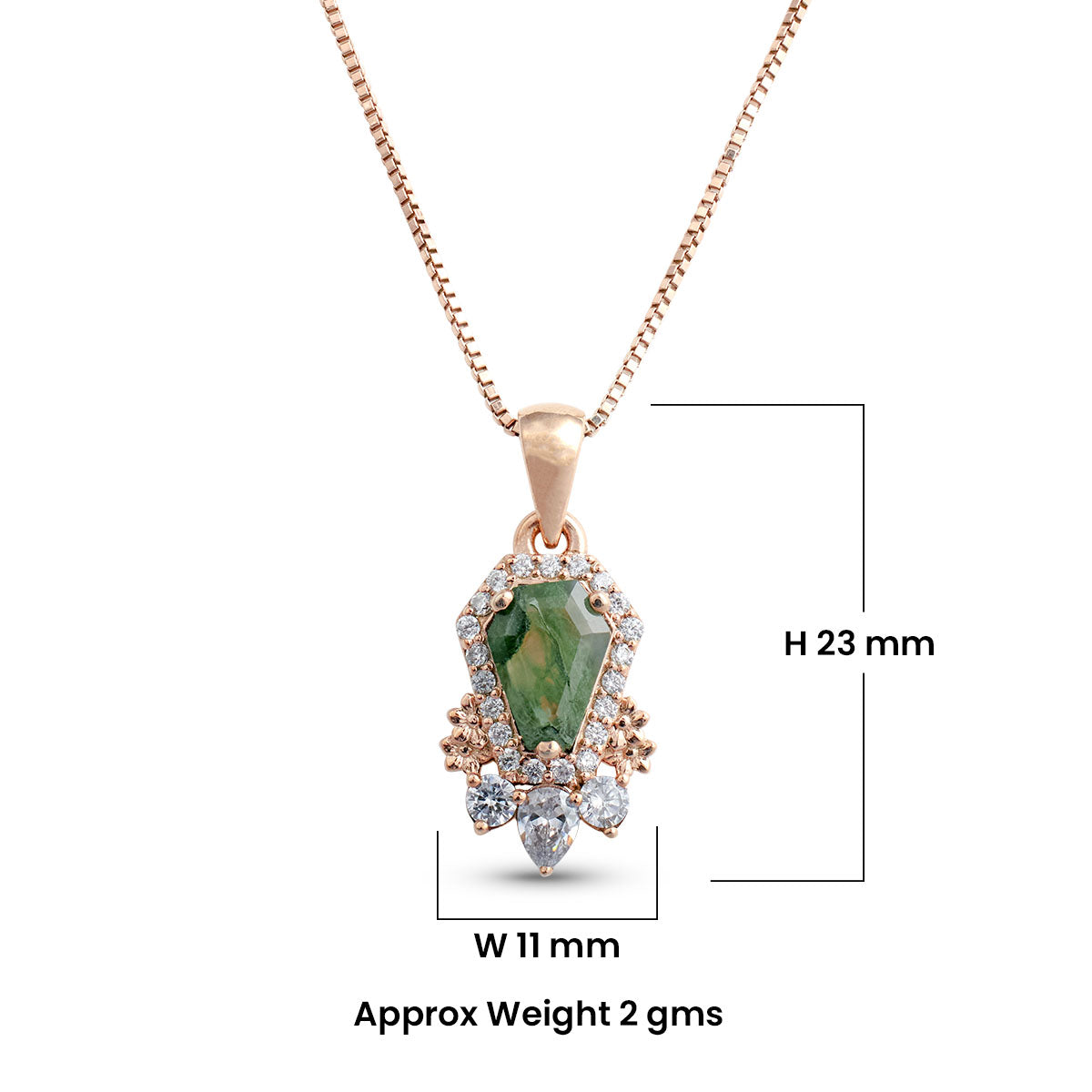 Coffin Moss Agate Pendant Necklace Natural Moss Agate Pendant Green Gemstone