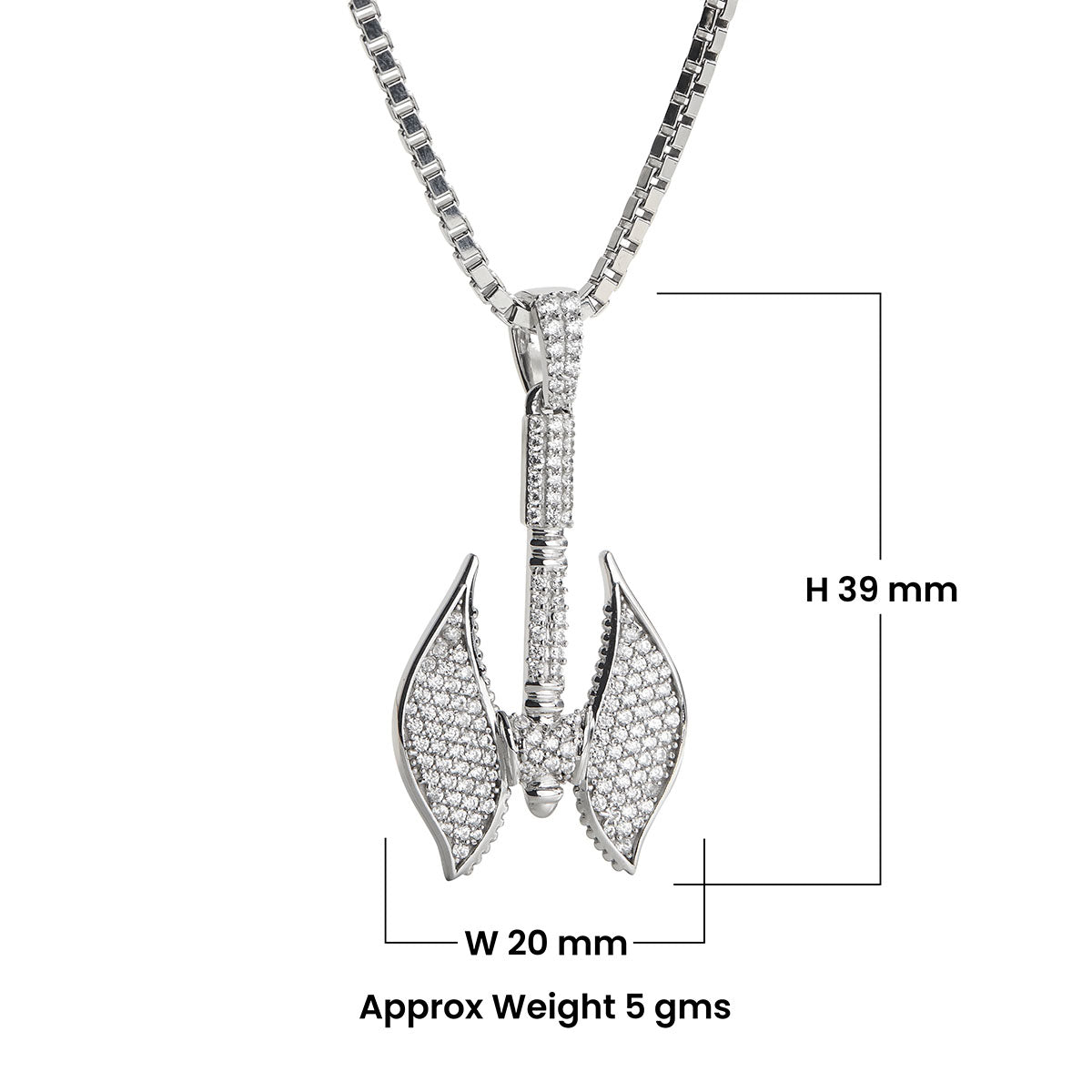 Double Axe Viking Necklace Sterling Silver Iced Out Axe Pendant Diamond