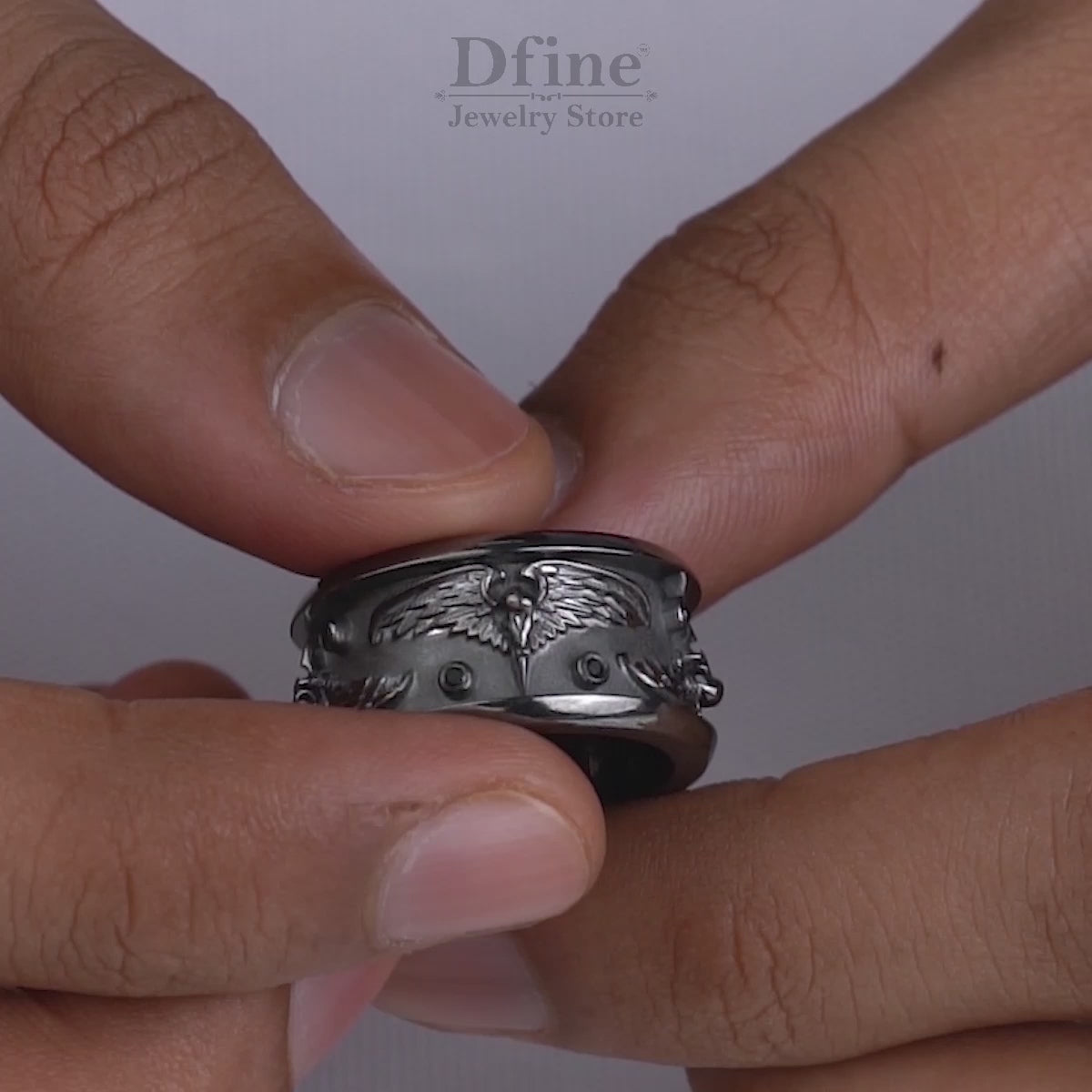 Viking Raven Wedding Band for Men Norse Jewelry White Gold