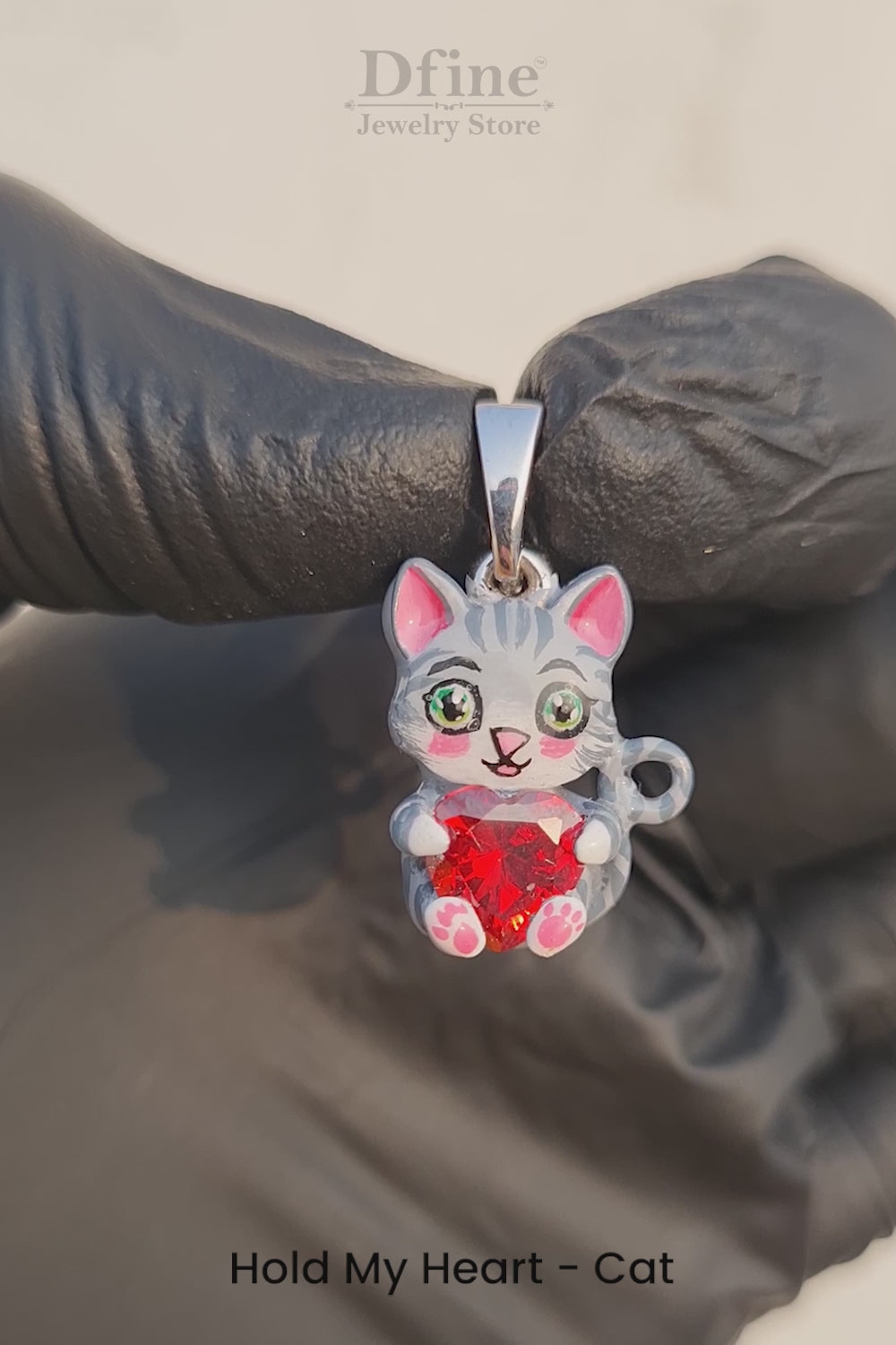 Cute Cat Pendant Necklace 3D Enamel Kitten Jewelry Pet lover gift