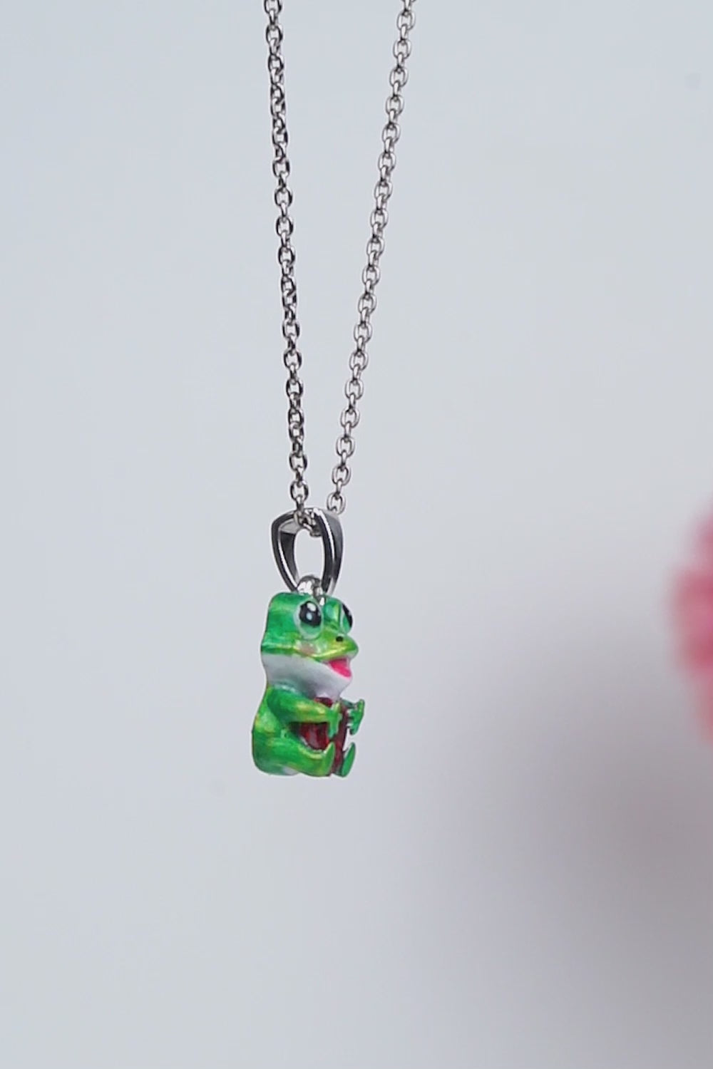 Kawaii Frog Pendant Necklace Toad Charm Playful Kids Jewelry