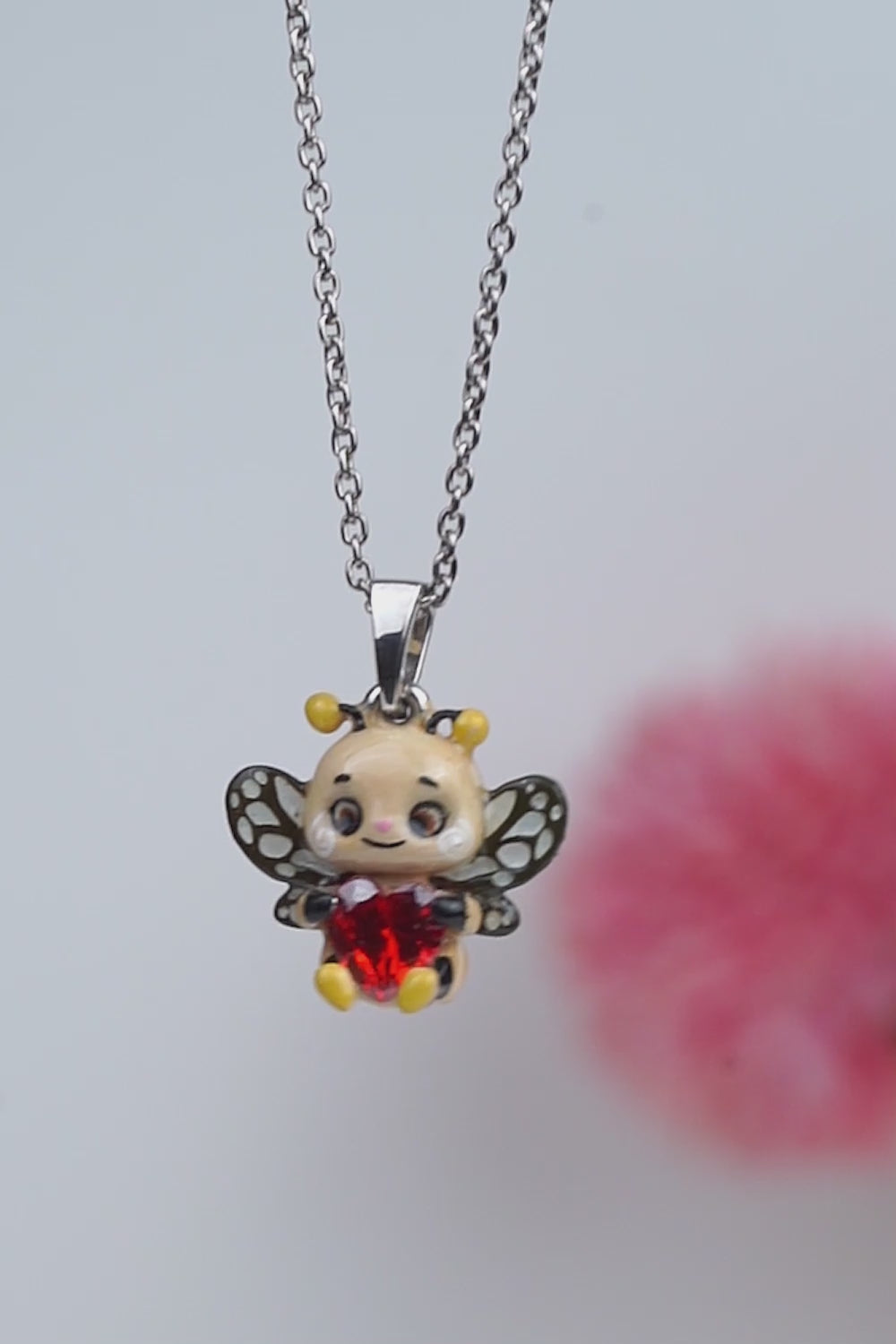 Cute Honeybee Pendant Necklace Kawaii Jewelry Gift for Daughter