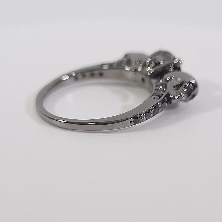 1.70TCW Onyx Black Skull Wedding Ring Gothic Skull Ring Silver