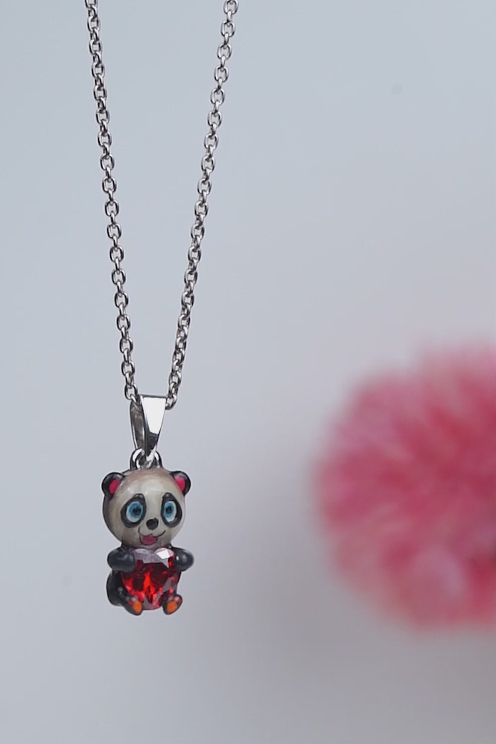 Kawaii Panda Pendant Necklace 3D Enamel Cute Gift for Daughter