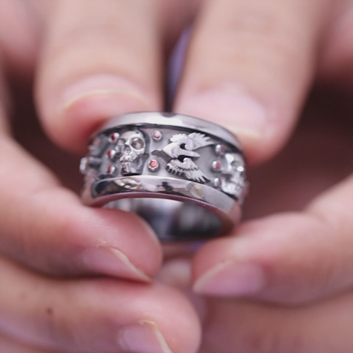 Skull Eternity Bands for Couple His and Her Matching Wedding Band Set