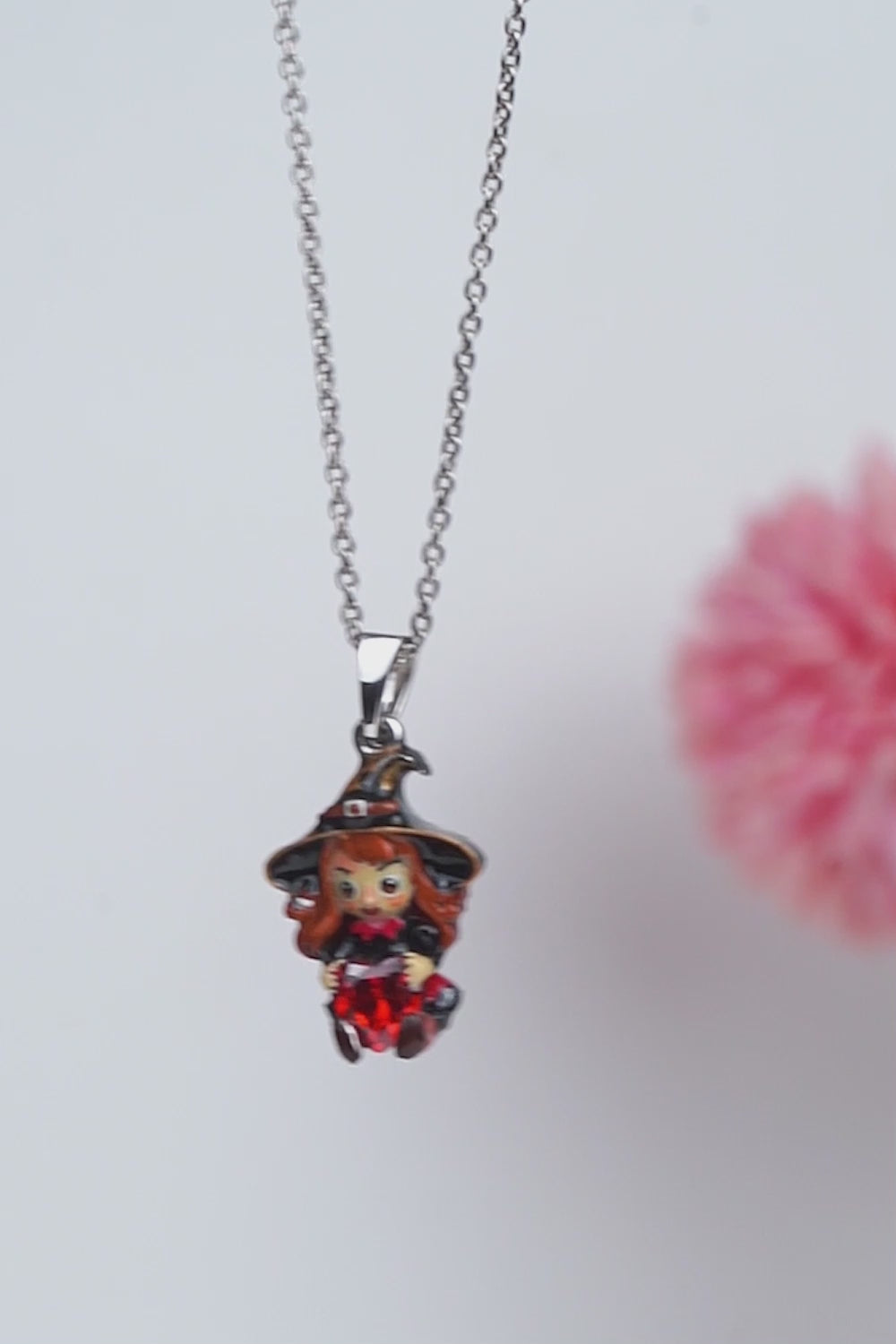Witch Doll Pendant Necklace Gothic Charm Halloween Jewelry