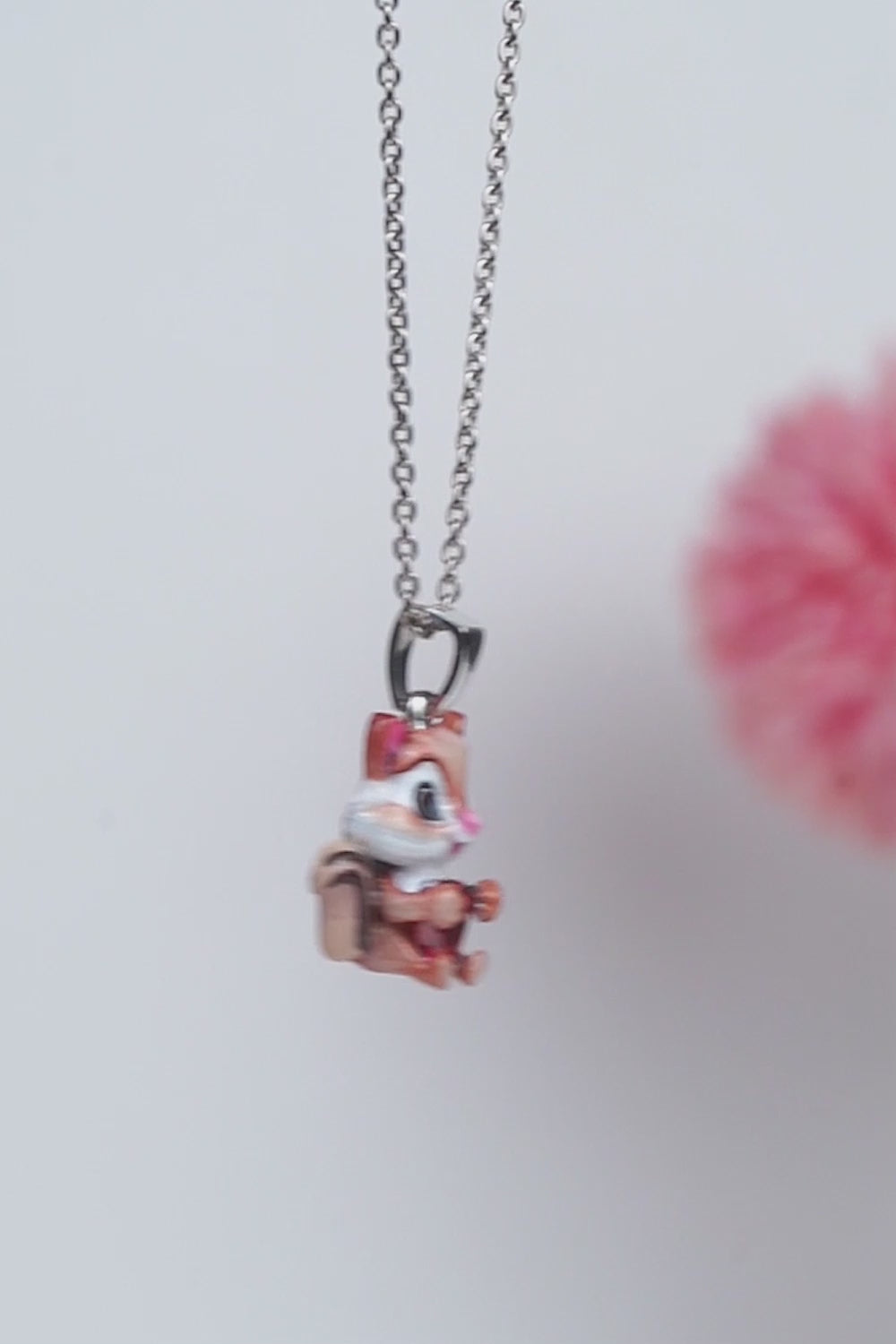 Squirrel Pendant Necklace for Girls Kids 3D Enamel Nutty Jewelry