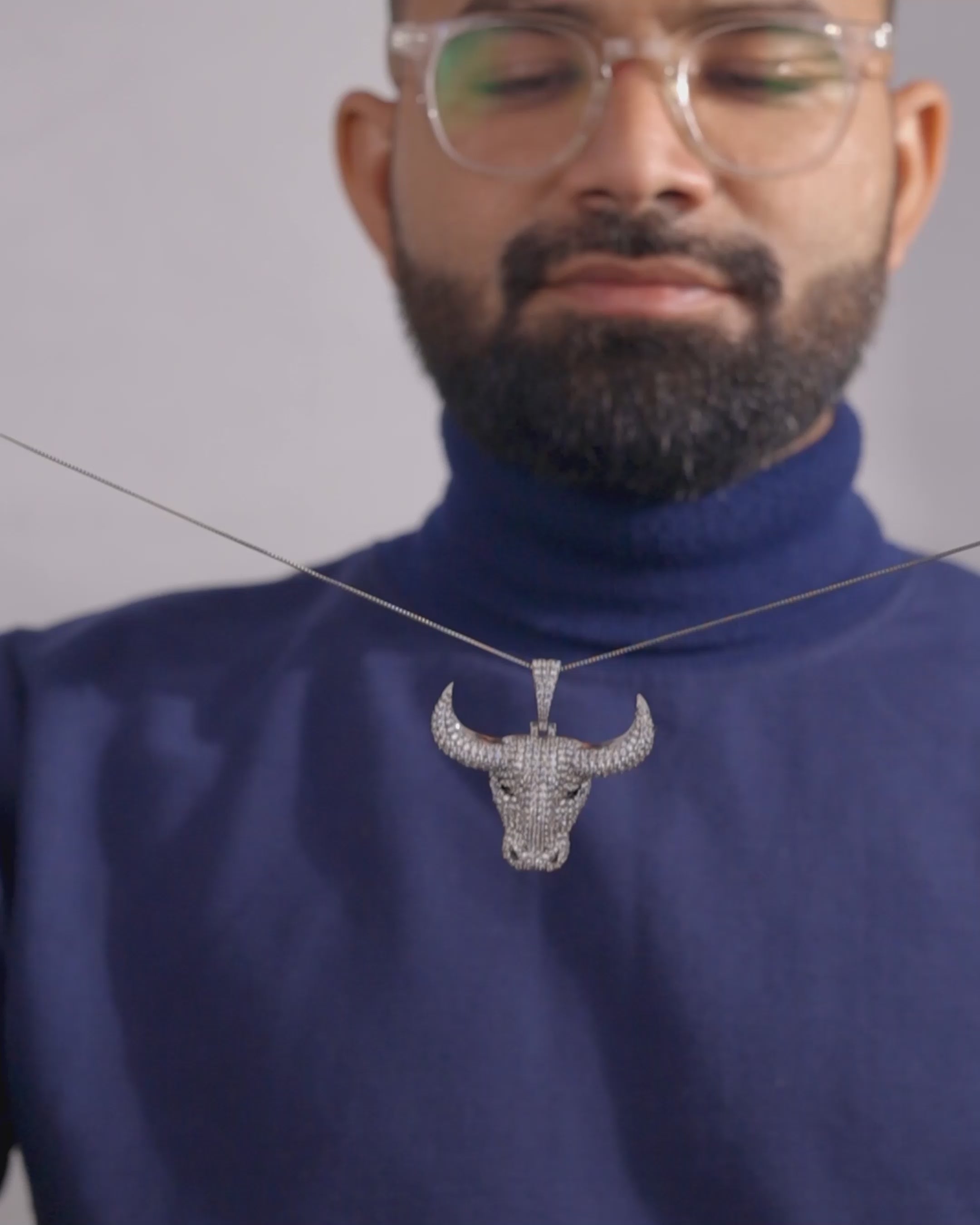 Moissanite Bull Head Pendant Iced Out Bull Necklace Hip Hop Wild Animal Jewelry Silver
