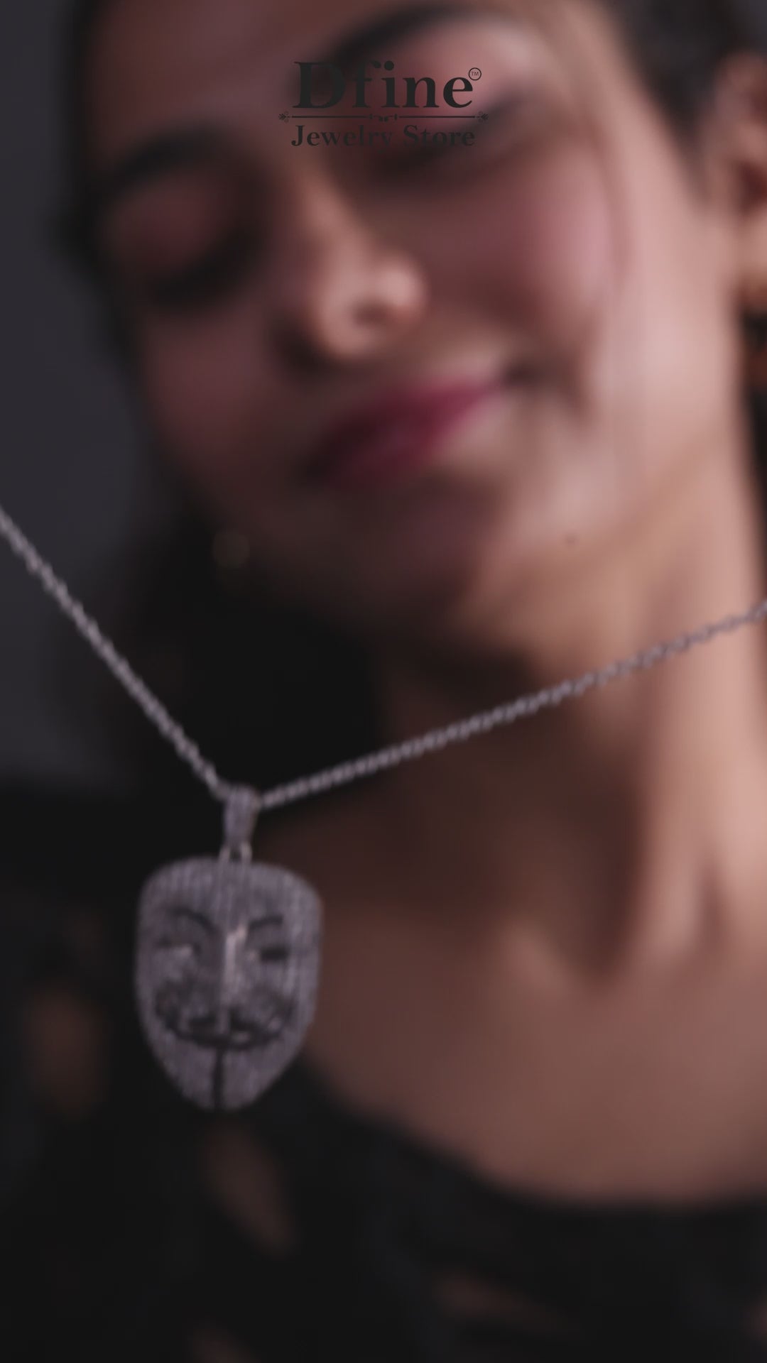 Vendetta Mask Necklace Iced Out Anonymous Mask Pendant