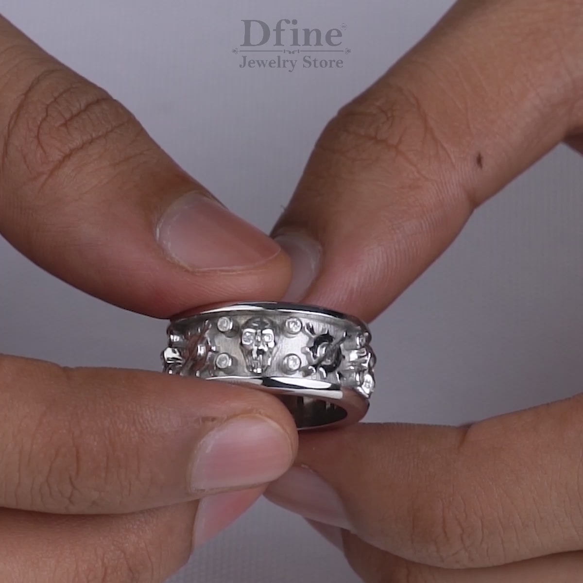 Wrench Skull Wedding Band Mechanical Spanners Biker Skull Ring