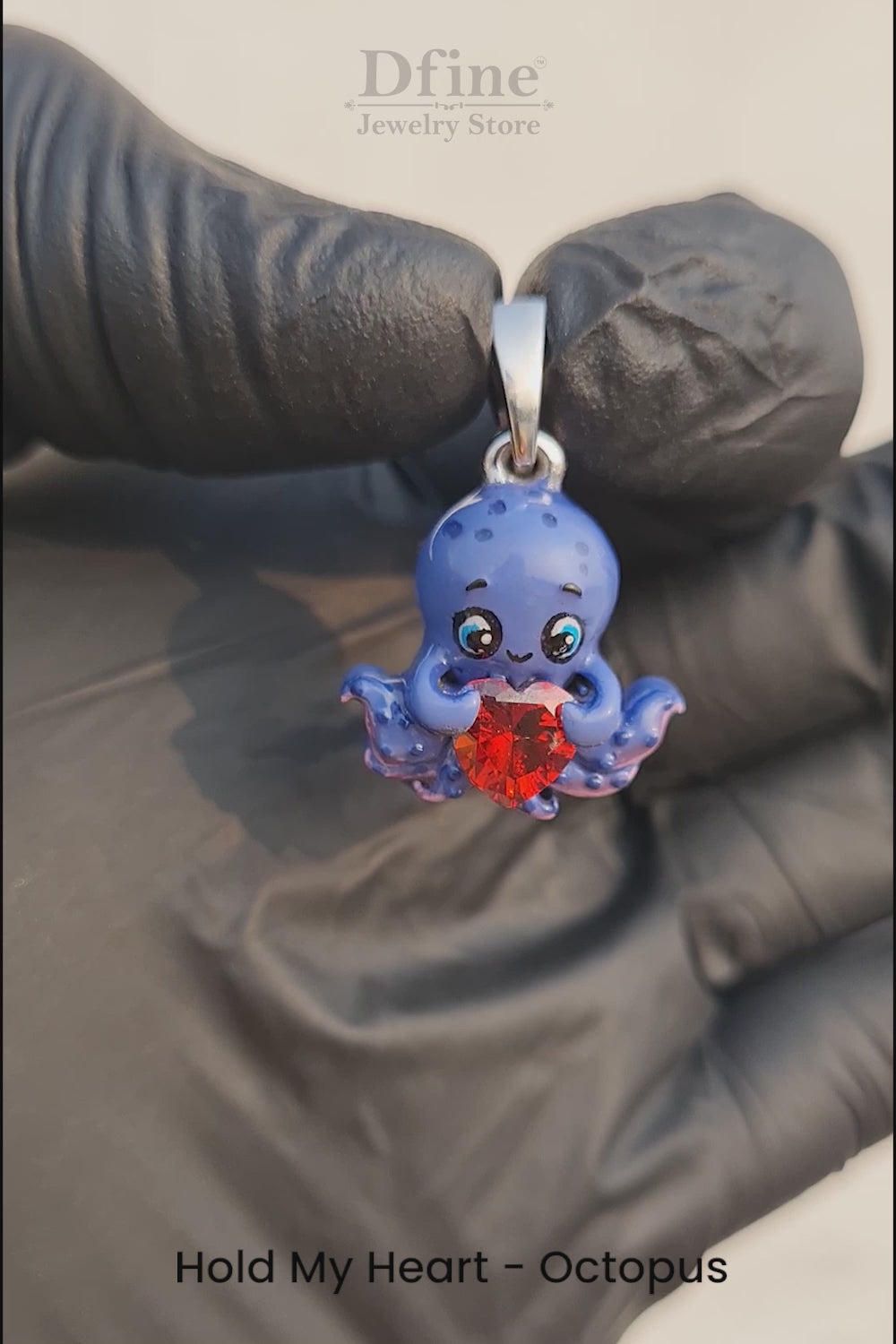 Blue Enamel Octopus Pendant Necklace for Kids Beach Jewelry