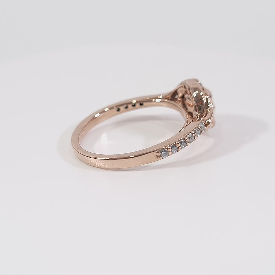 Diamond Trinity Skull Ring 10k Rose Gold Skull Engagement Ring