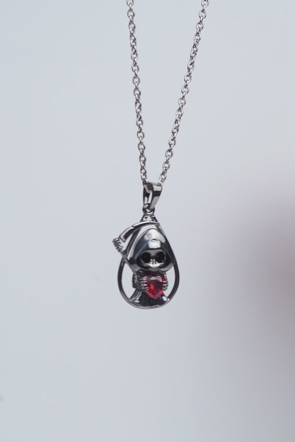Grim Reaper Necklace Skeleton Scythe Gothic Halloween Jewelry