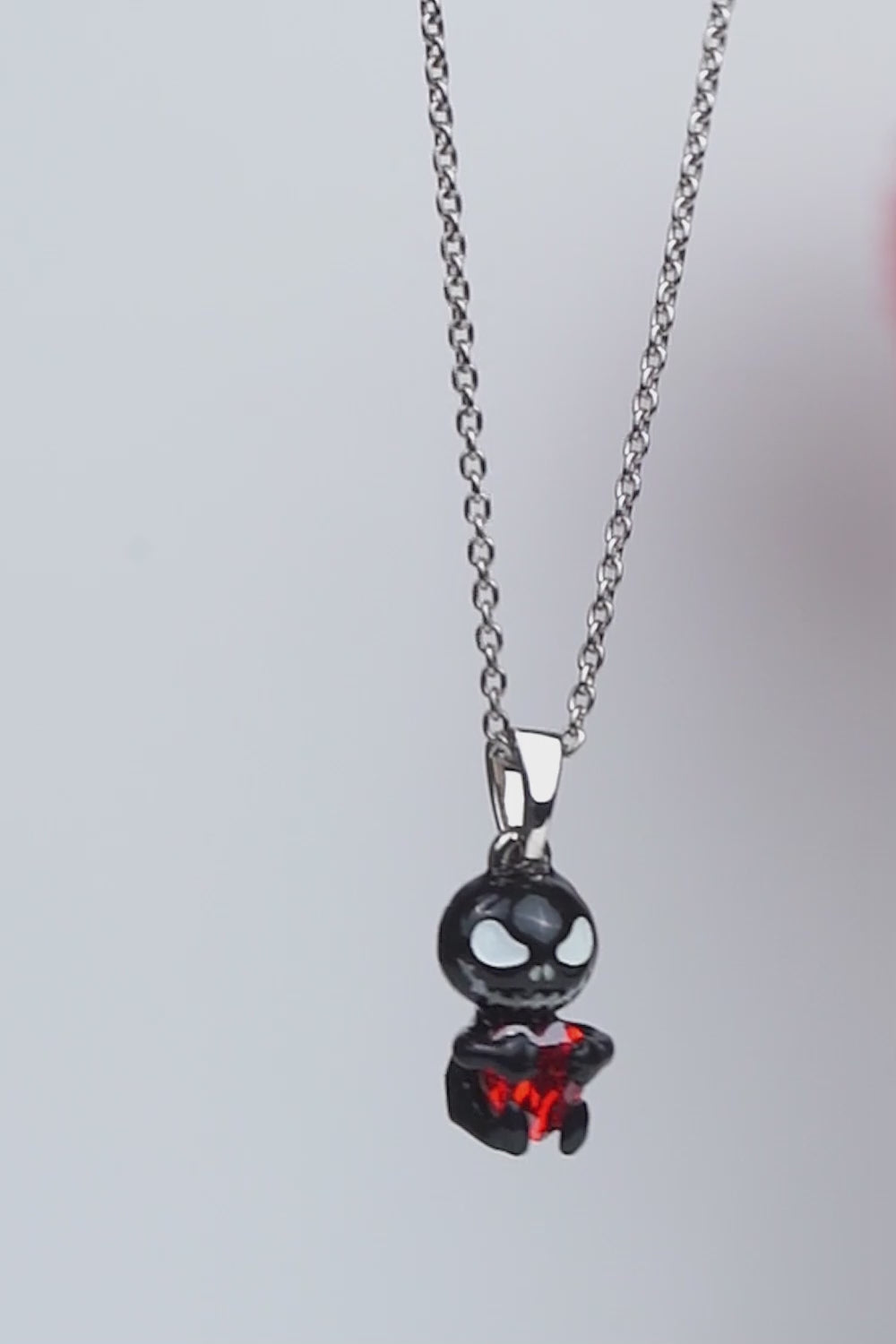 Jack Pendant Necklace 3D Black Enamel Trick or Treat Halloween Jewelry