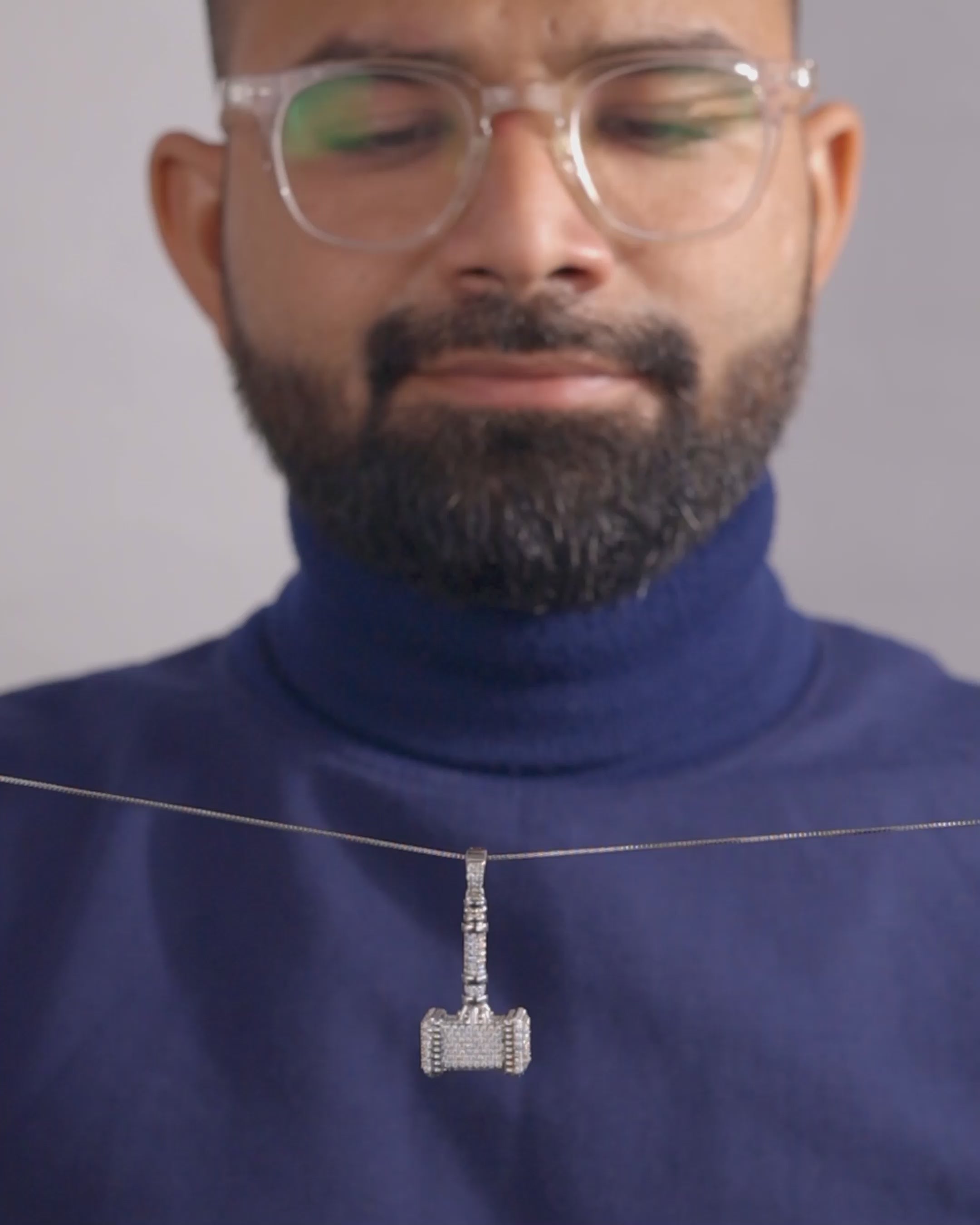 Iced Out Thor's Hammer Necklace Pendant Moissanite Diamond Hip Hop Jewelry Silver