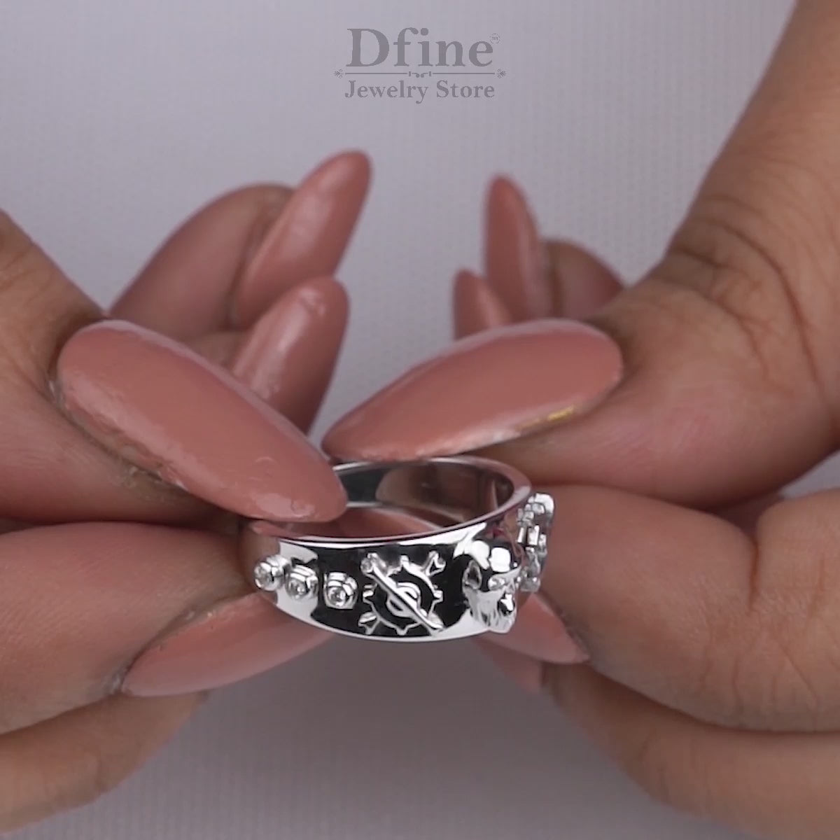 Mechanic Wrench Skull Ring Gothic Biker Wedding Band Unisex