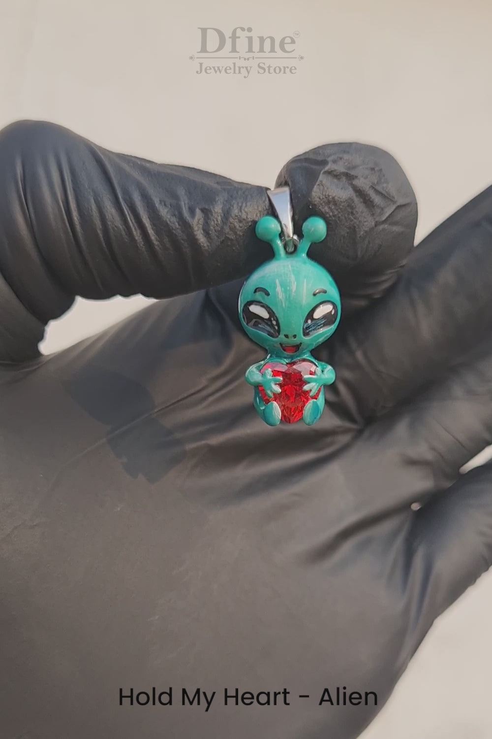Alien Pendant Necklace Cosmic Charm UFO Sci Fi Jewelry Enamel