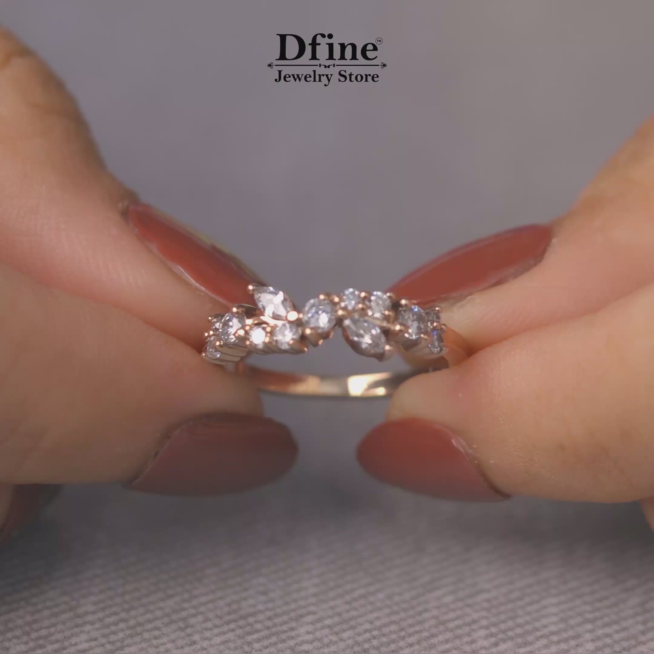 Moissanite Vintage Wedding Band Rose Gold Engagement Bands
