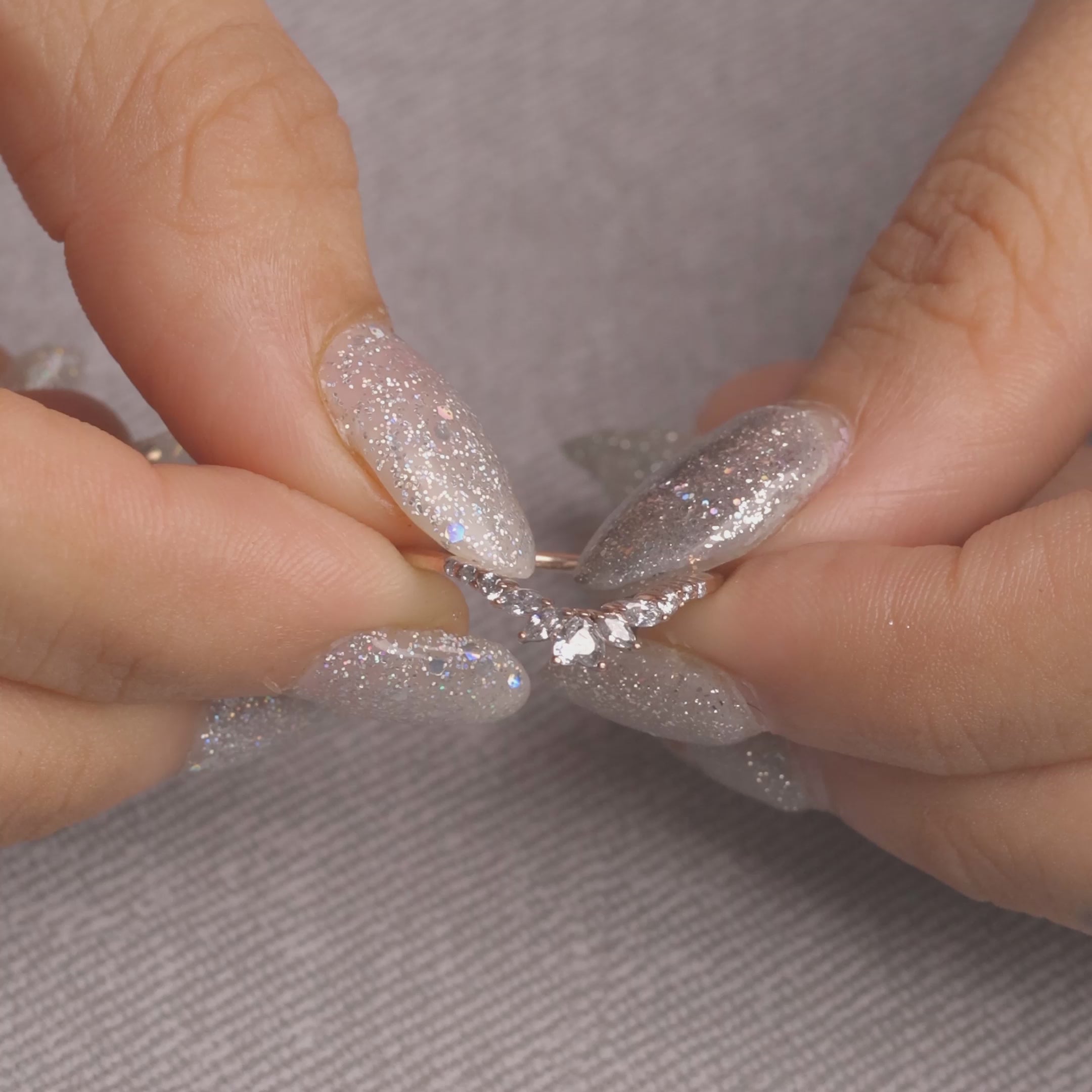 Curved Wedding Band Moissanite Engagement Ring Enhancer Guard Stack