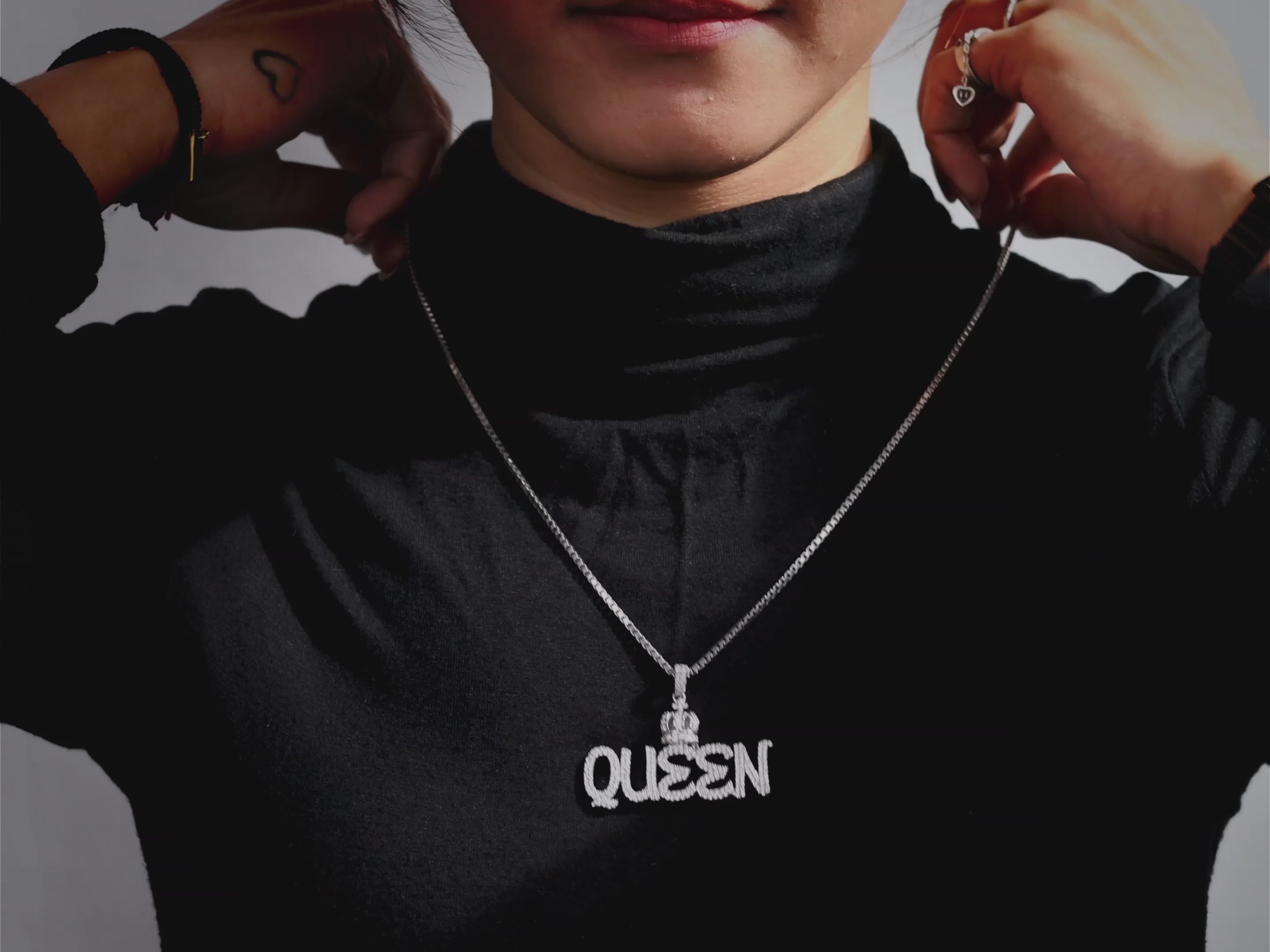 Icedout Queen with Crown Pendant Necklace Hip Hop Jewelry