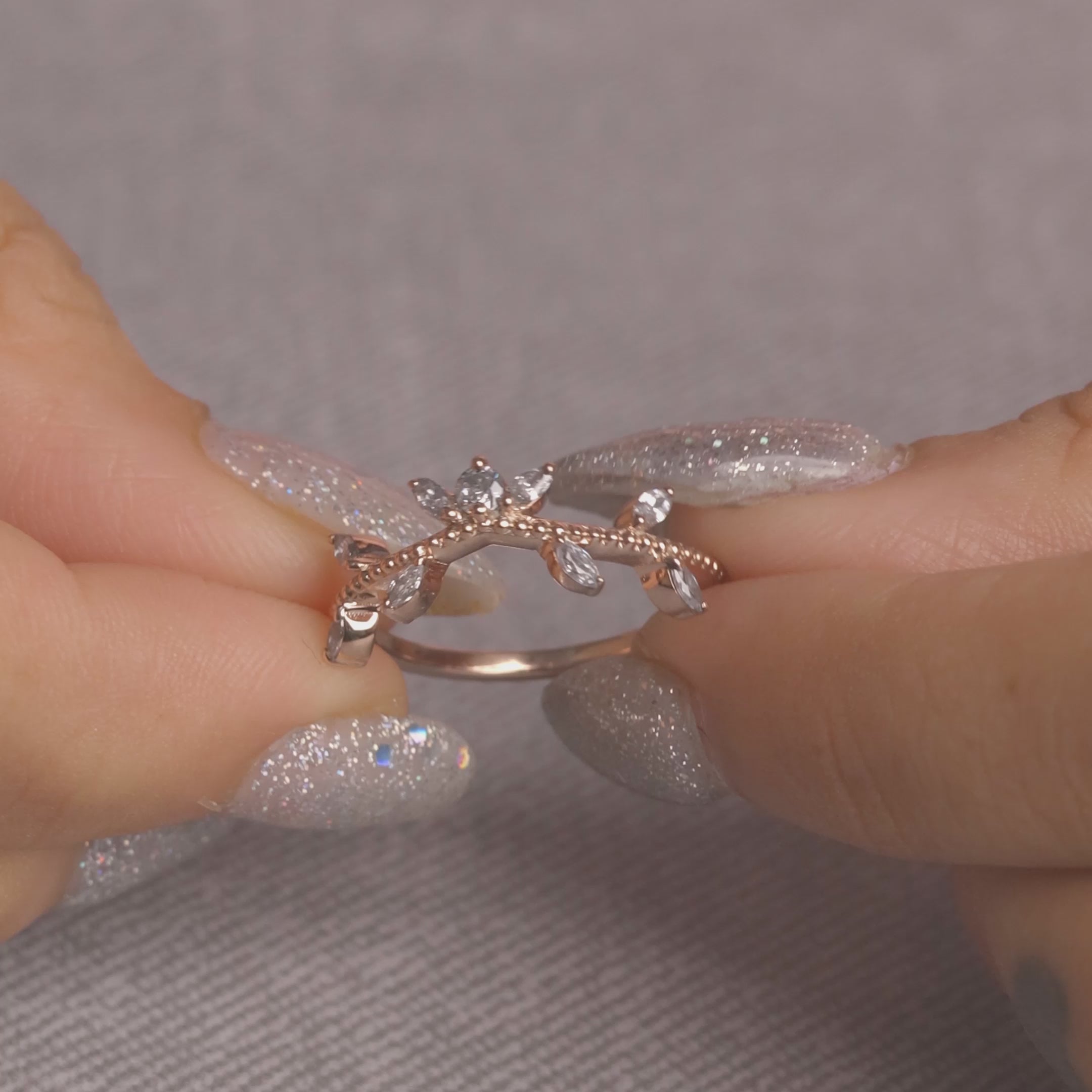 Leaf Art Deco Wedding Band Moissanite Ring Enhancer Guard