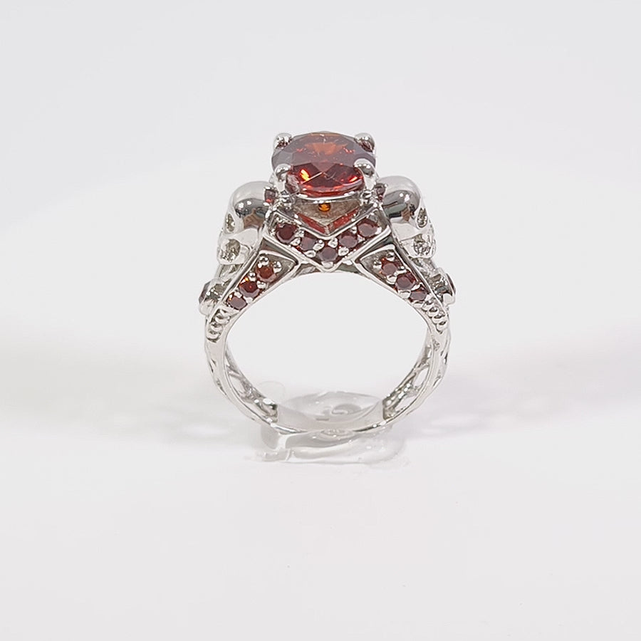 Mesh Skull Engagement Ring 14KT White Gold Gothic Skull Ring