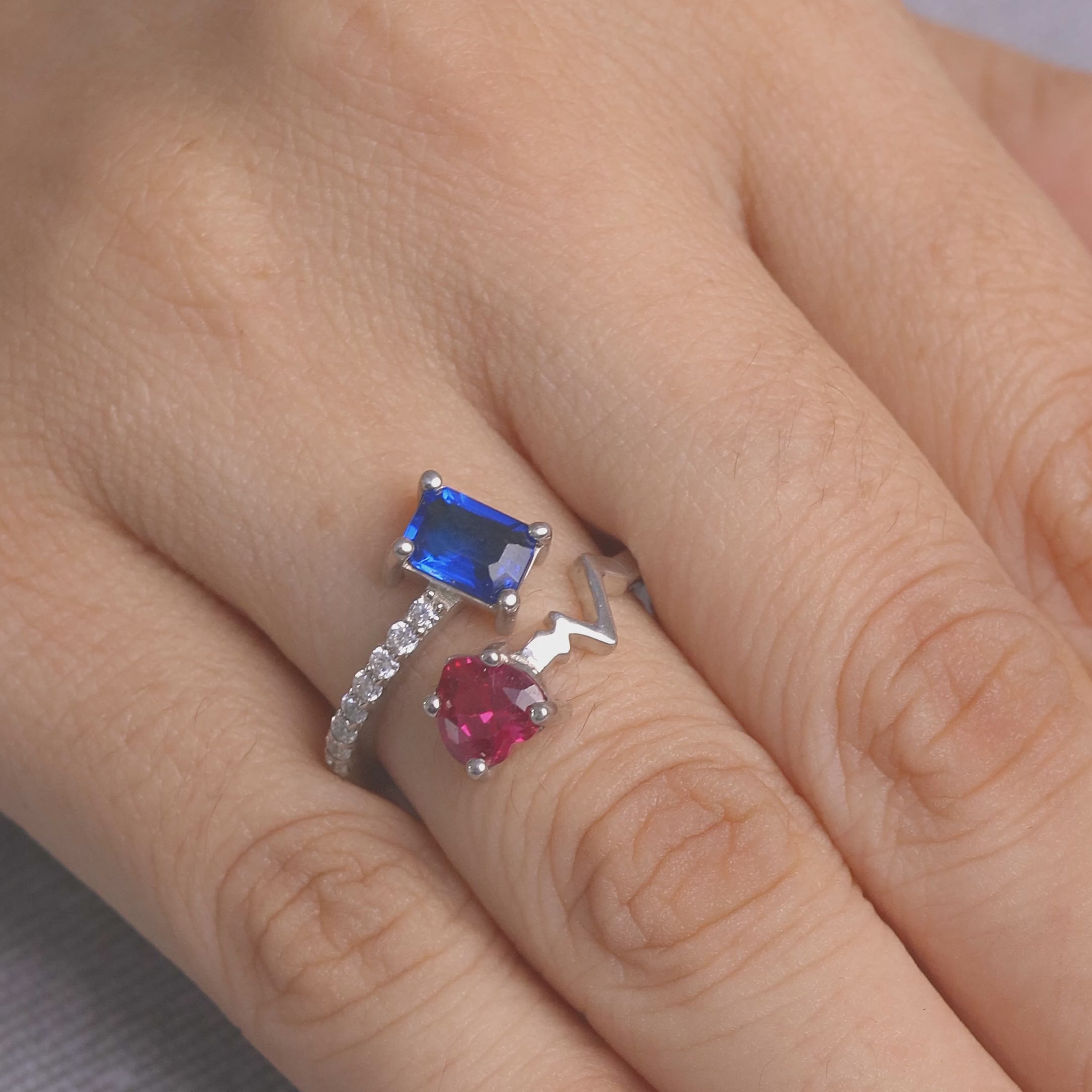 Toi Et Moi Heart Engagement Ring 2 Birthstones Heartbeat Ring