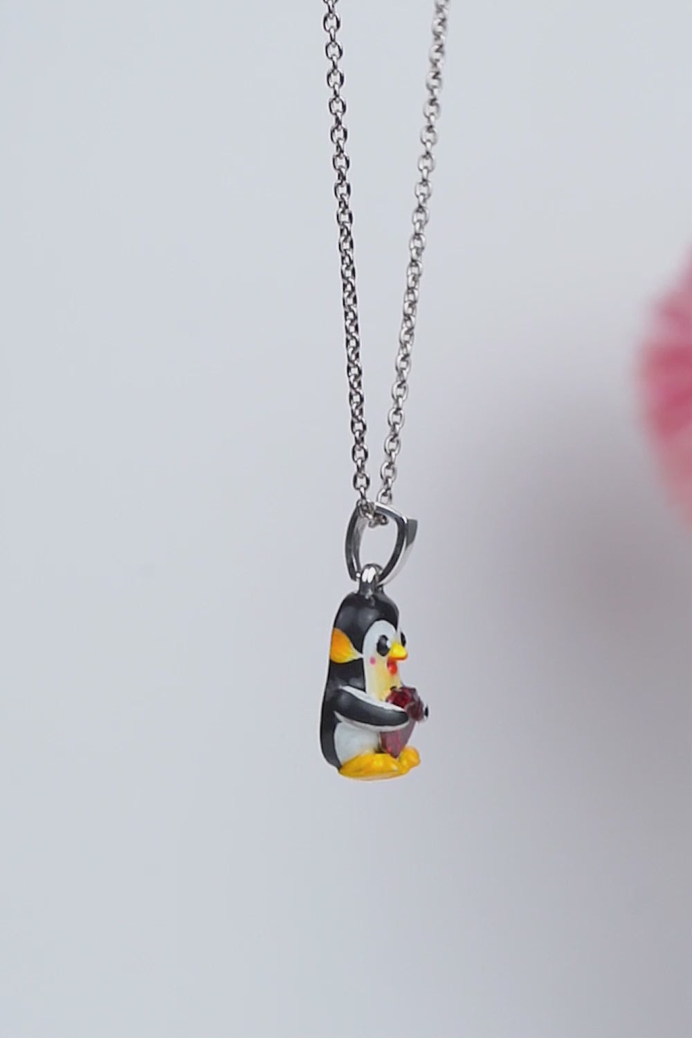 Penguin Necklace for Kids 3D Enamel Pendant Kawaii Jewelry