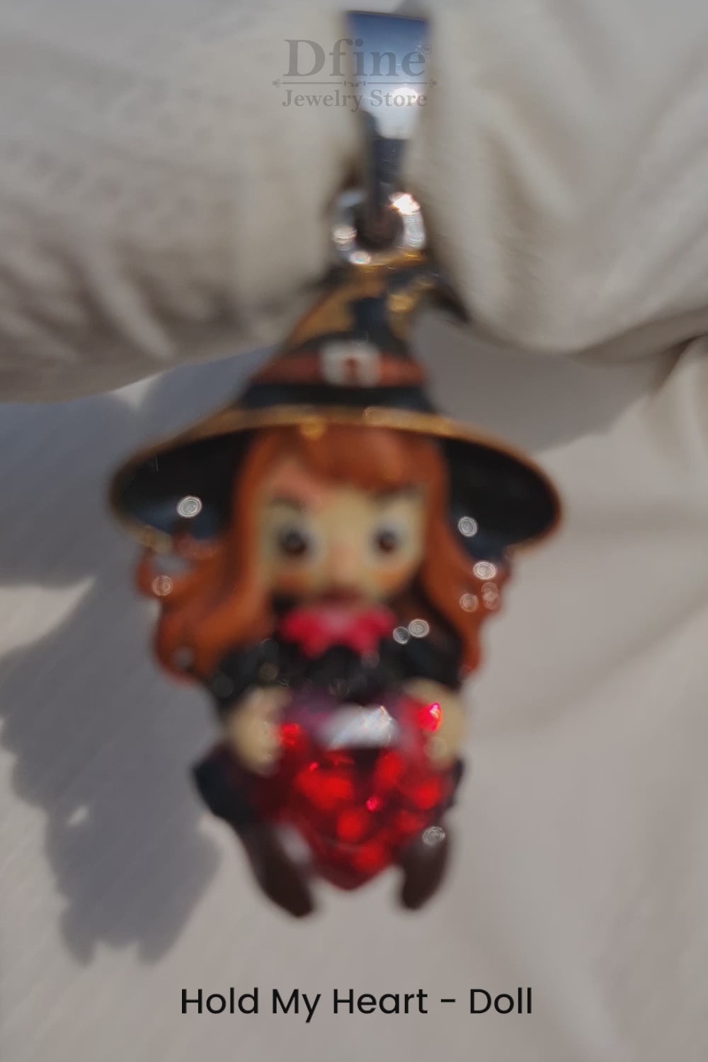 Witch Doll Pendant Necklace Gothic Charm Halloween Jewelry