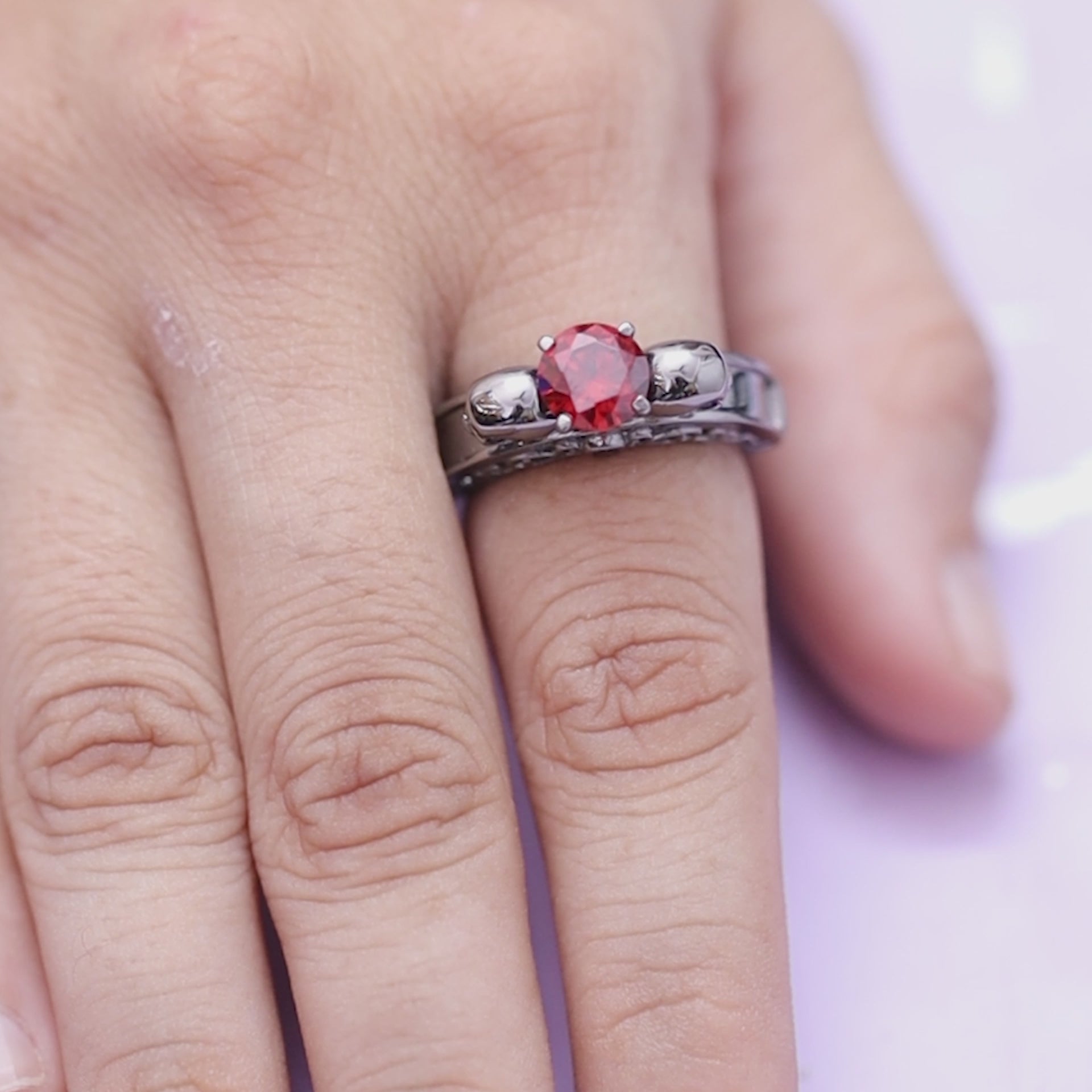 Skull Gothic Engagement Ring Womens Skull Jewelry Gun Metal