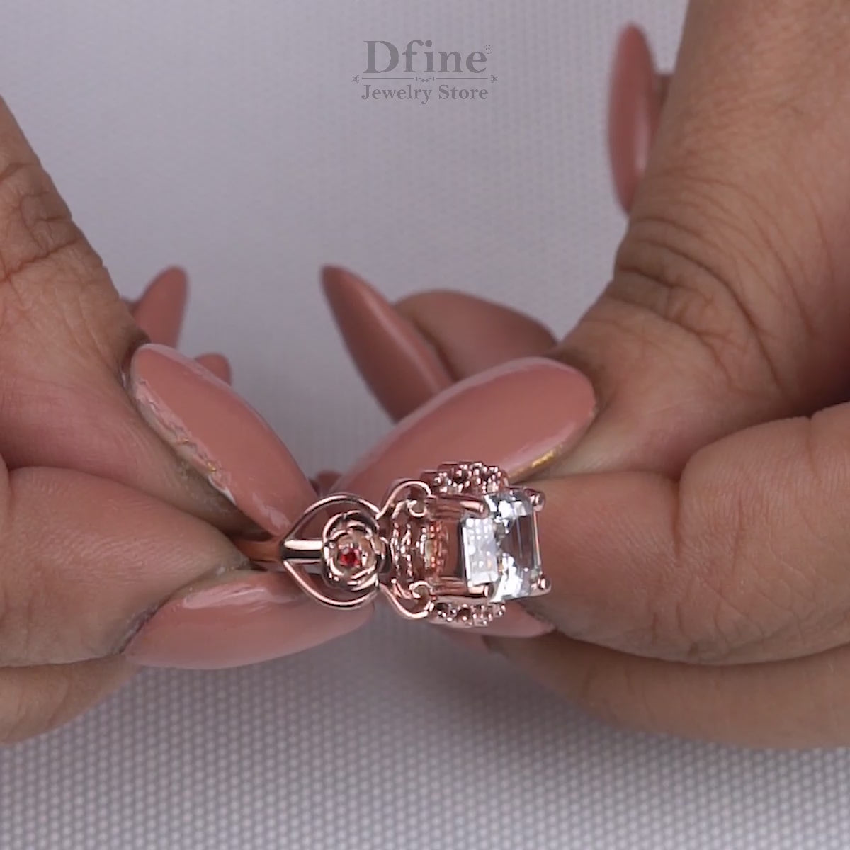 Asscher Cut Solitaire Moissanite Diamond Art Deco Engagement Ring Vintage Wedding Silver Rose Gold