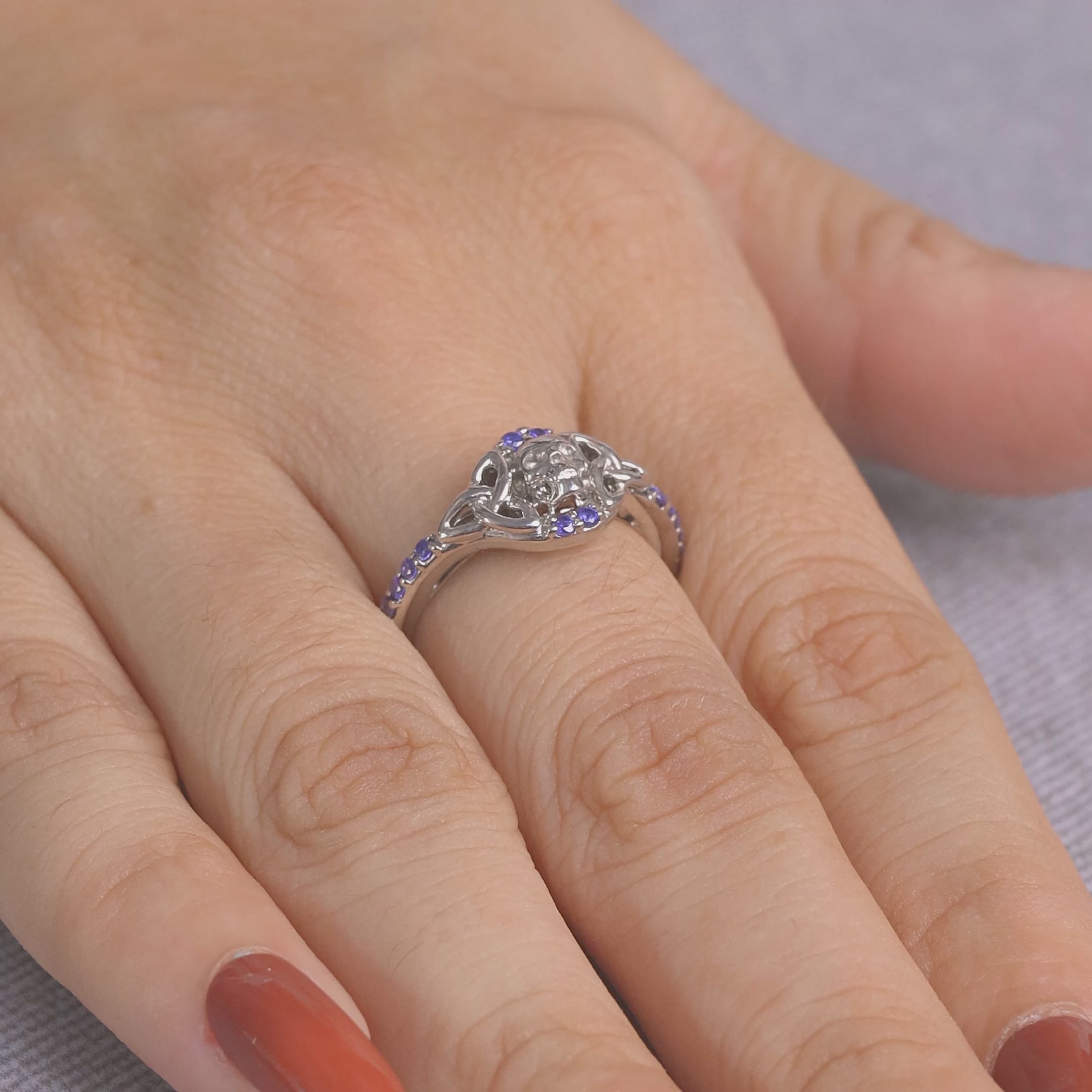 Amethyst Skull Ring For Women Celtic Skull Engagement Rings