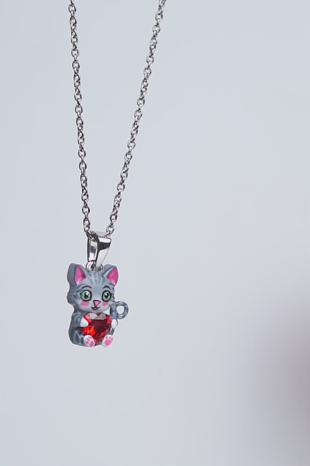 Cute Cat Pendant Necklace 3D Enamel Kitten Jewelry Pet lover gift