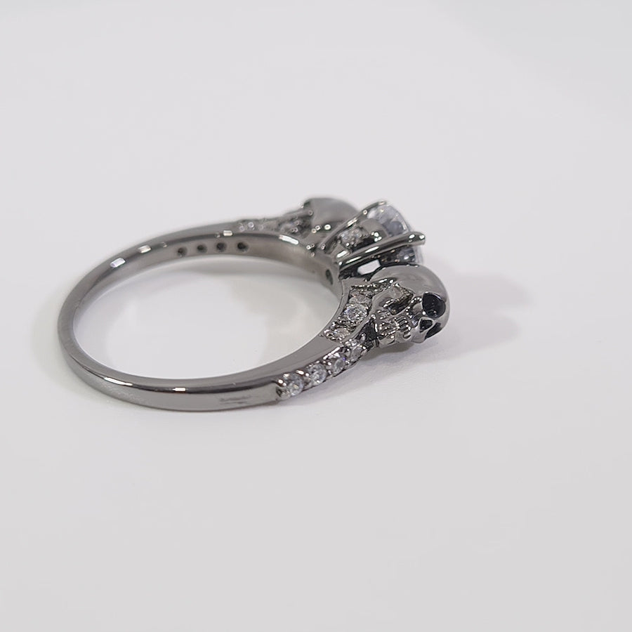 1.70TCW Diamond Skull Wedding Ring Diamond Skull Ring Silver