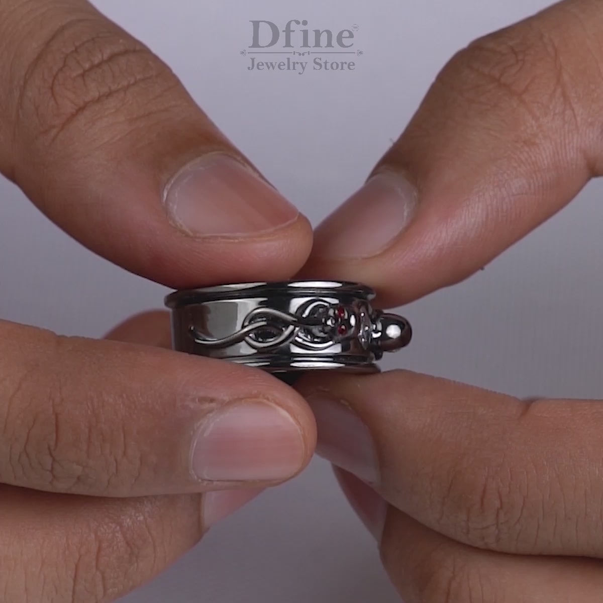 Snake and Skull Wedding Band for Men Badass Bikers Jewelry