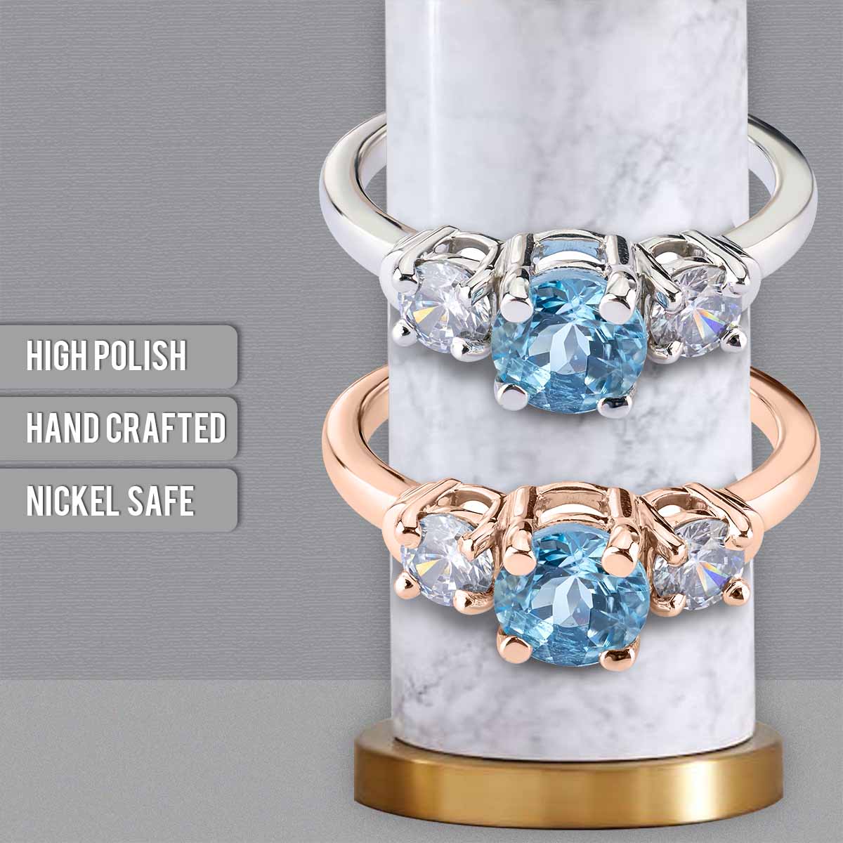 Natural Aquamarine Engagement Ring for Women Promise Ring