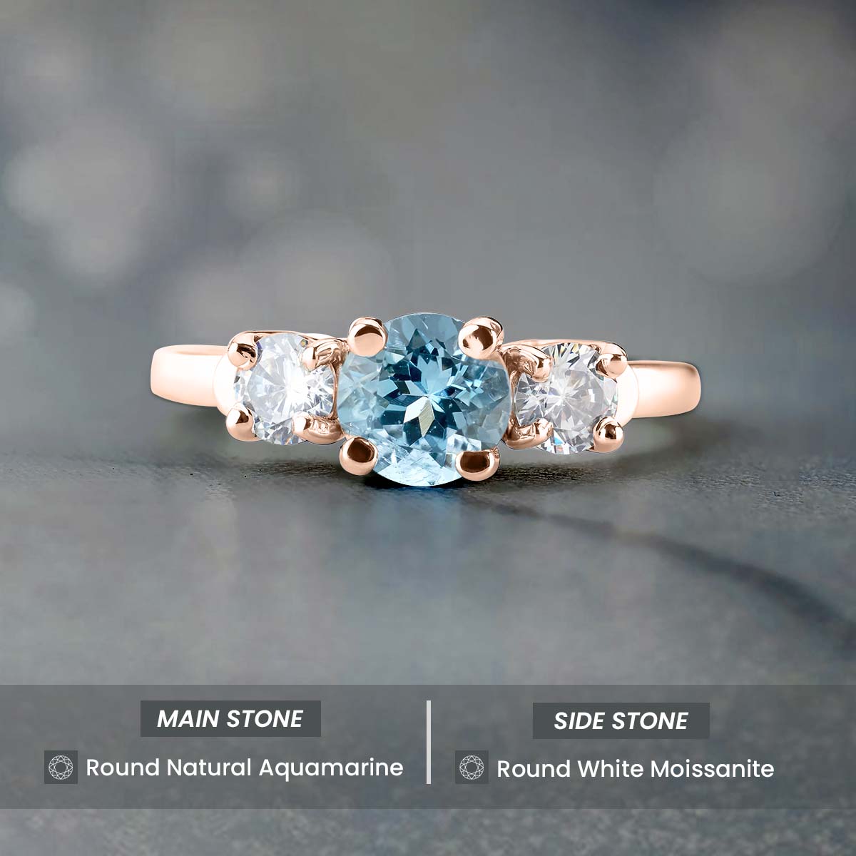 Natural Aquamarine Engagement Ring for Women Promise Ring