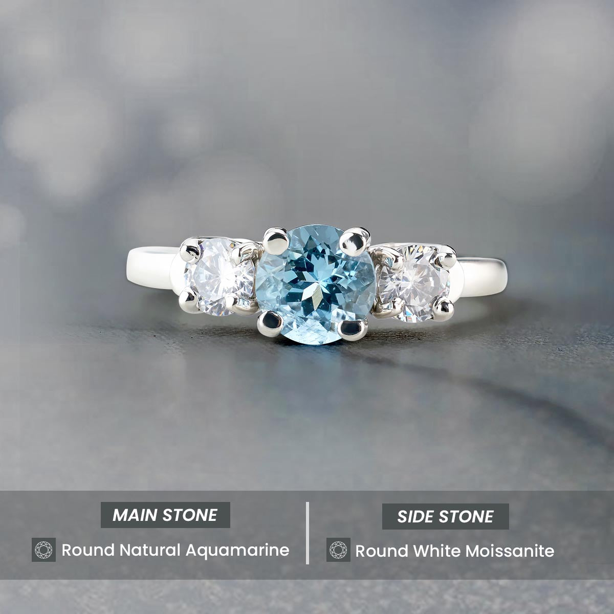 Natural Aquamarine Engagement Ring for Women Promise Ring