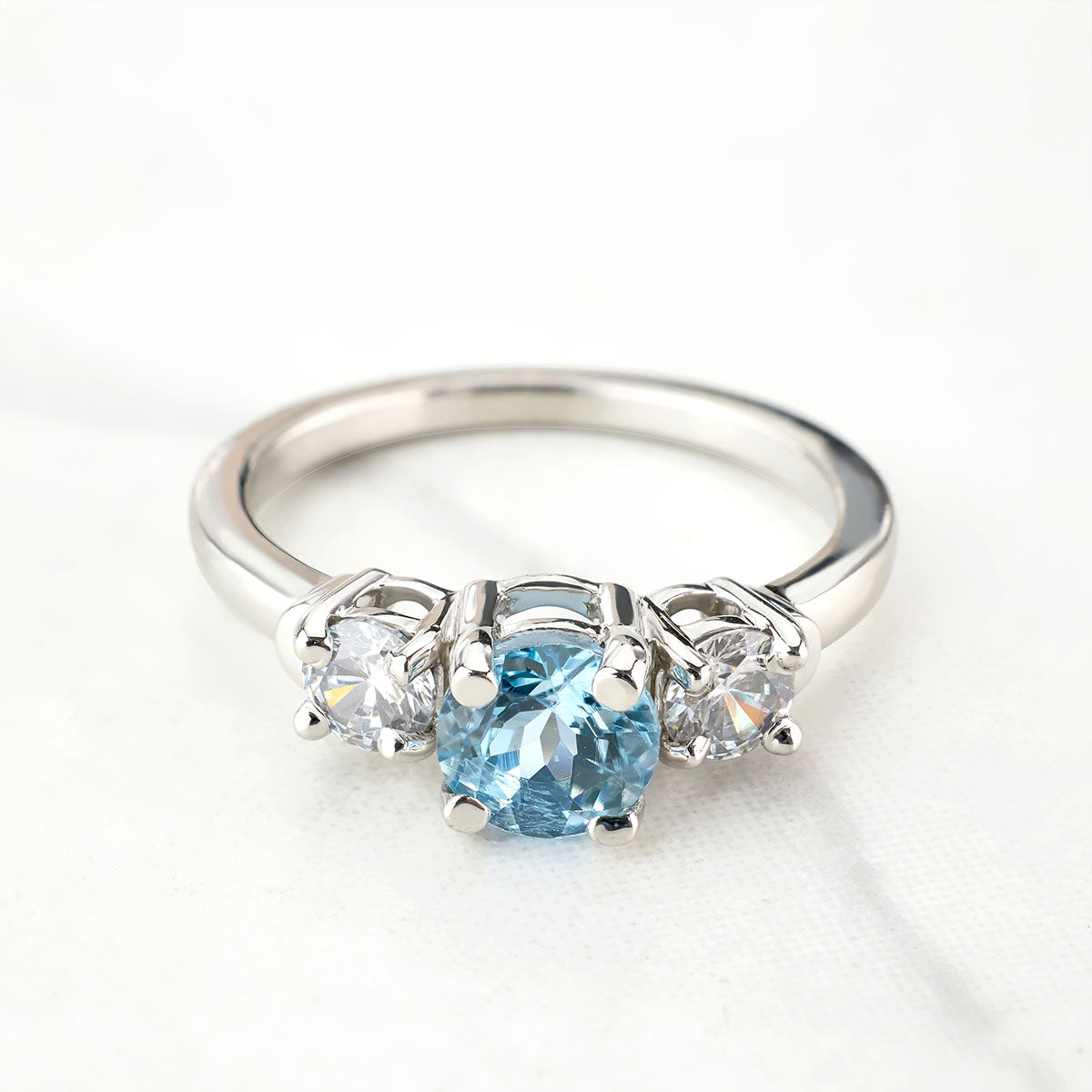 Natural Aquamarine Engagement Ring for Women Promise Ring